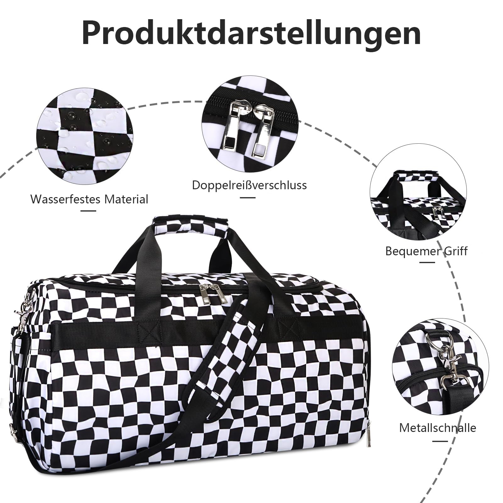Bosidu Borsa sportiva per uomo e donna, grande borsa da viaggio con scomparto per scarpe e scomparto bagnato, leggera borsa per il weekend, borsa fitness per sport, palestra, viaggi e pernottamenti