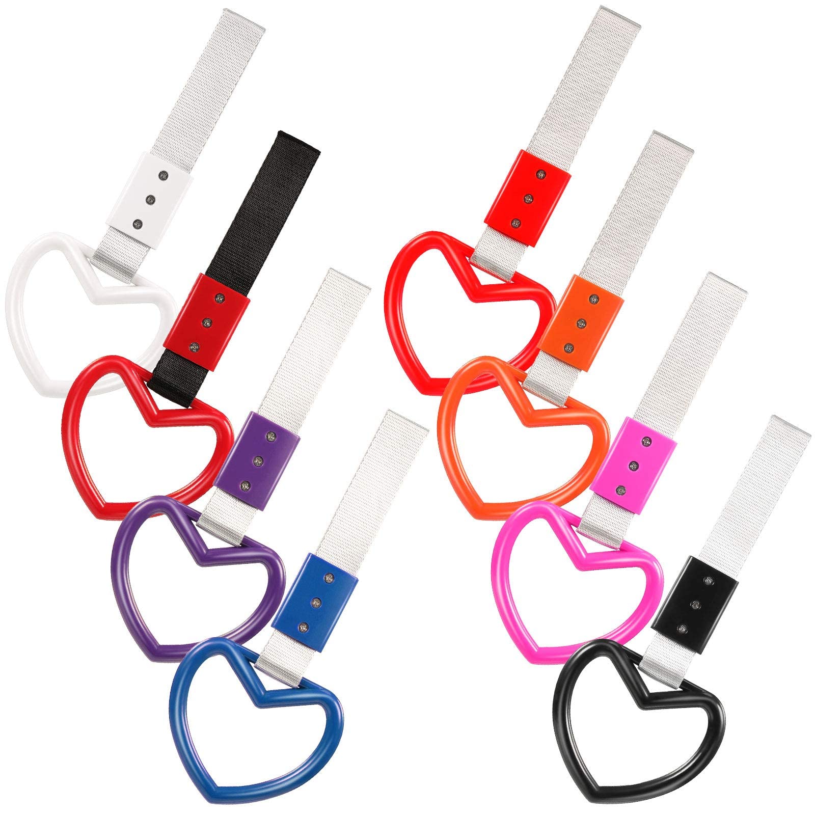 8 Pieces Japanese Subway Ring Heart-Shaped Car Hand Strap Rear Bumper Warning Ring for Car Interior Exterior Decoration