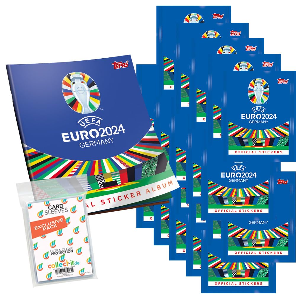 Bundle mit UEFA EURO 2024 Germany - Sammelsticker - 1 Album + 20 Tüten + Exklusive collect-it Hüllen