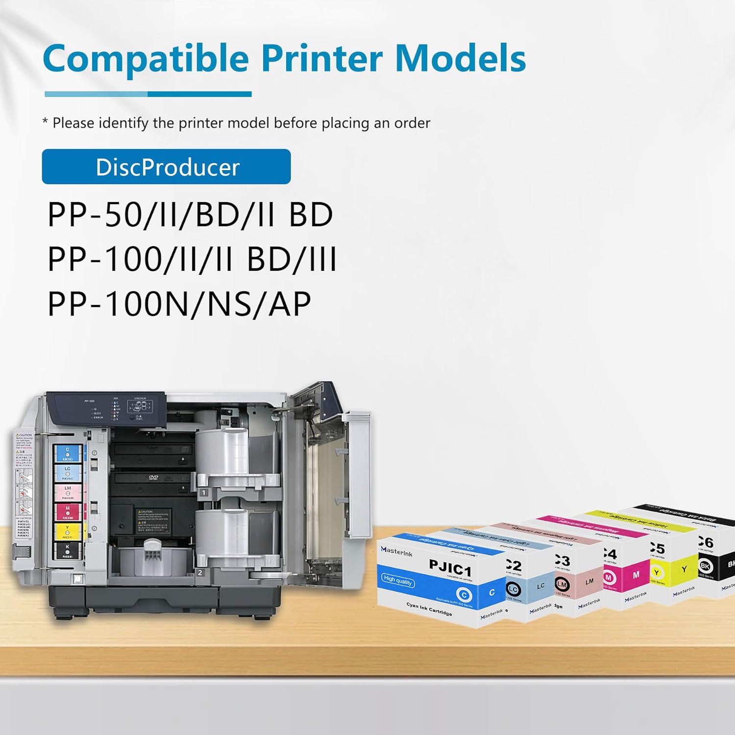 PP50 PP100 Ink Cartridge PJIC1 PJIC1 PJIC2 PJIC3 PJIC4 PJIC5 PJIC6 Ink Cartridge Suitable for DiscProducer PP-50 PP-100 Printers (Black Cyan Magenta Yellow Light Cyan Light Magenta, 6-Pack)