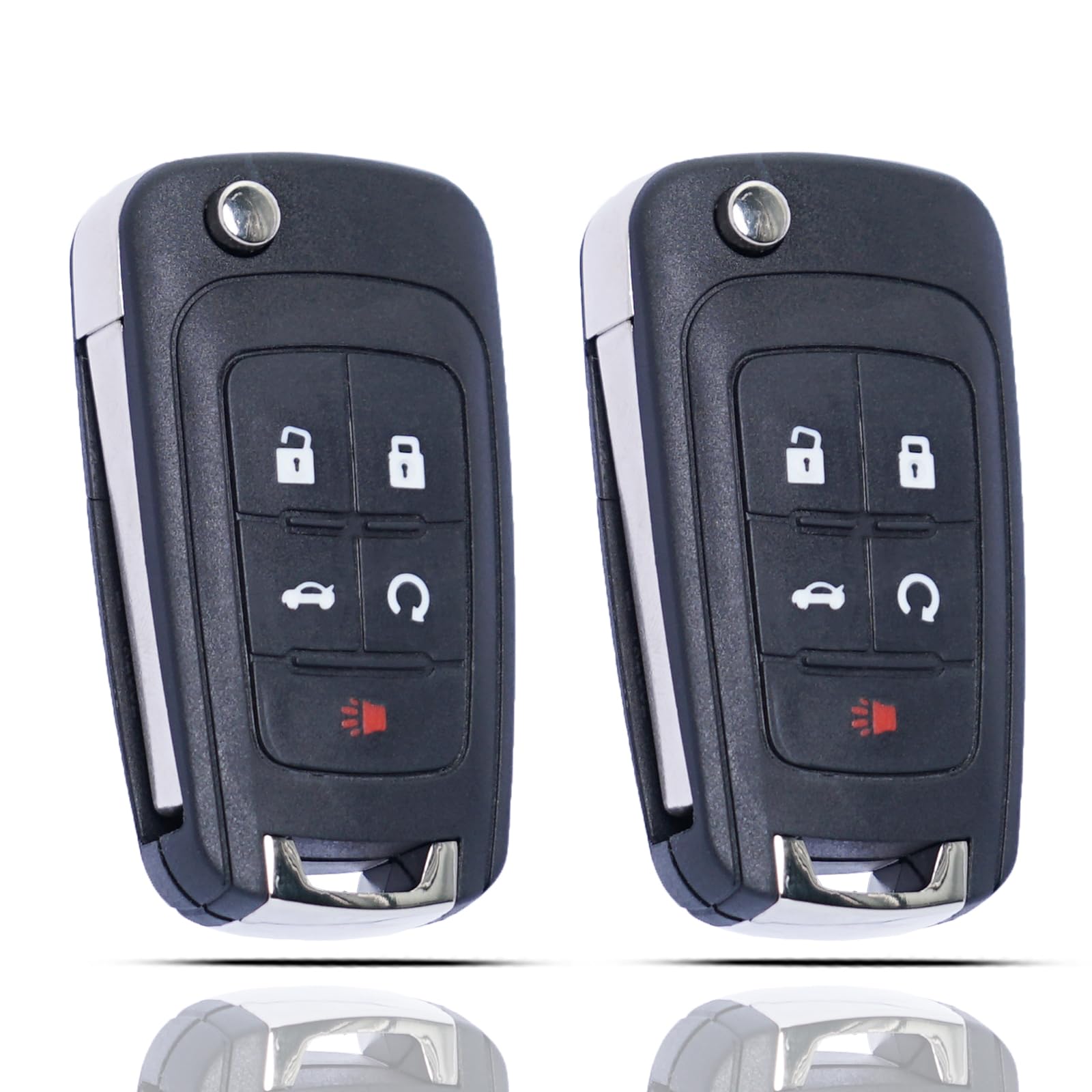 Flip Key Fob Shell Case Replacement Fits for Chevrolet Cruze Malibu Equinox Sonic Impala GMC Terrain Buick Lacrosse Regal Verano Encore 2010-2019 Keyless Remote Control KeyPad Key Fob Cover
