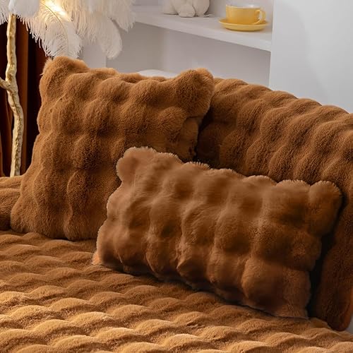 Miniatura 8 de vctops Funda de felpa de piel sintética gruesa de lujo, ultra suave, antideslizante, funda de sofá mullida y esponjosa, protector de muebles para