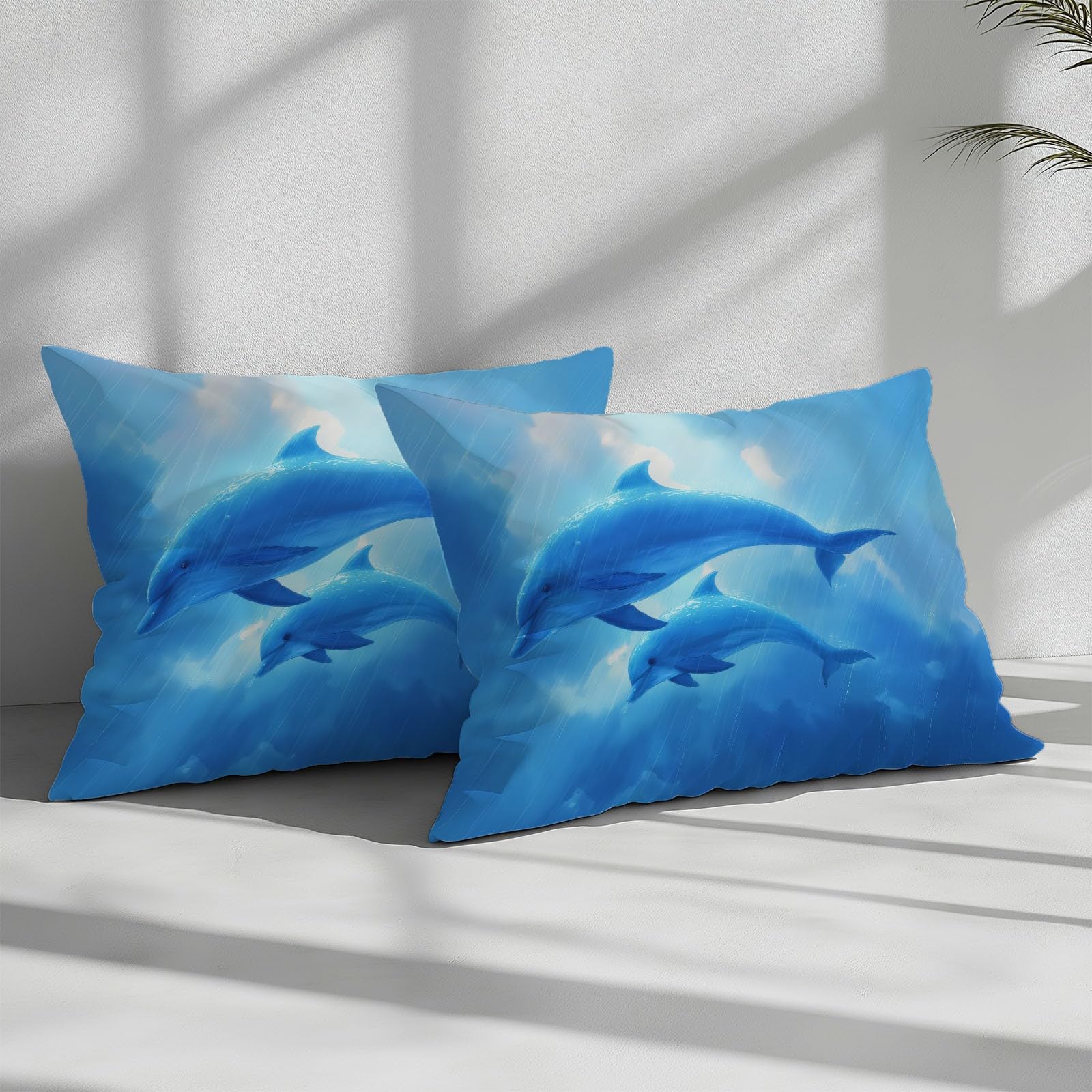 Générique Animacja Delfiny i niemowlęta Delfiny 3D Drukowana poszwa na kołdrę Zestaw pościeli 2-osobowej 220 x 240 cm, niebieski zestaw pościeli z mikrofibry z poszewkami na kołdry Poszewki na