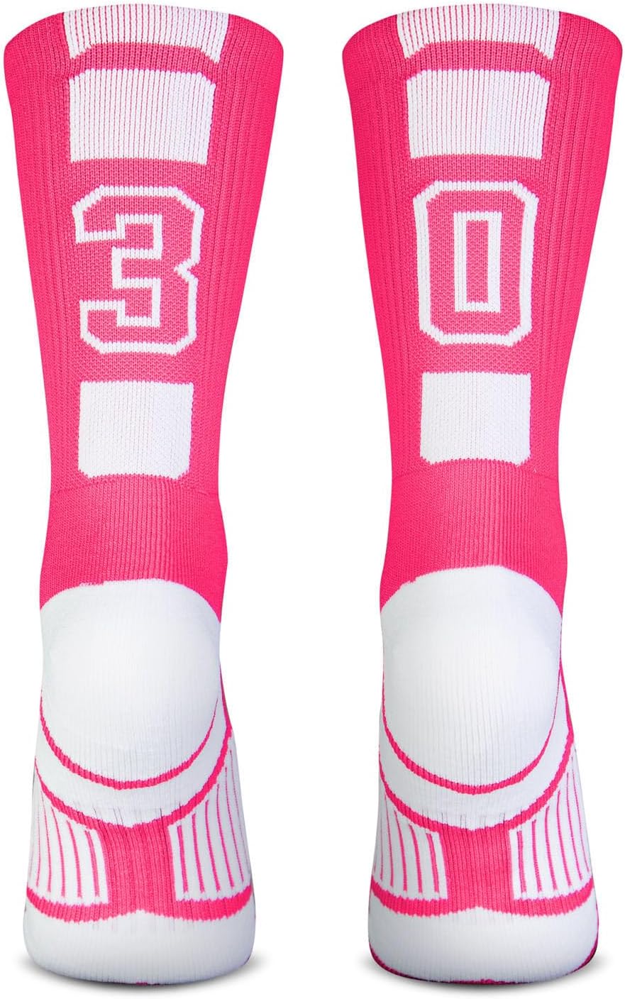 ChalkTalkSPORTS Custom Team Socks - Pink Number Socks | Choose Your Number - Image 2