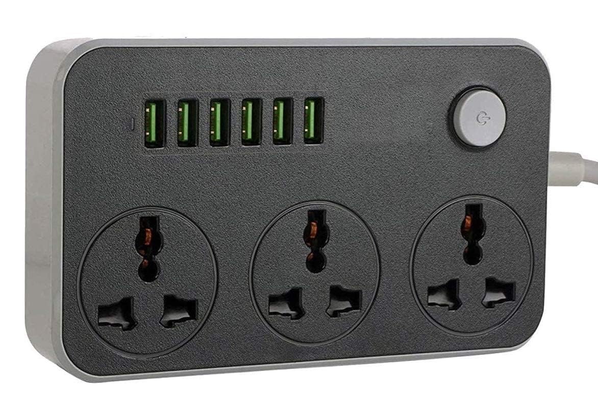 Coku 9-in-1 Power Strip Extension Board 2500W with 6 USB Ports (3.4A/17W) & 3 Universal Outlets, 6.5ft Long Cord, Surge Protector, Overload Switch, Child Safety Doors for Home, Office – Black-image-42