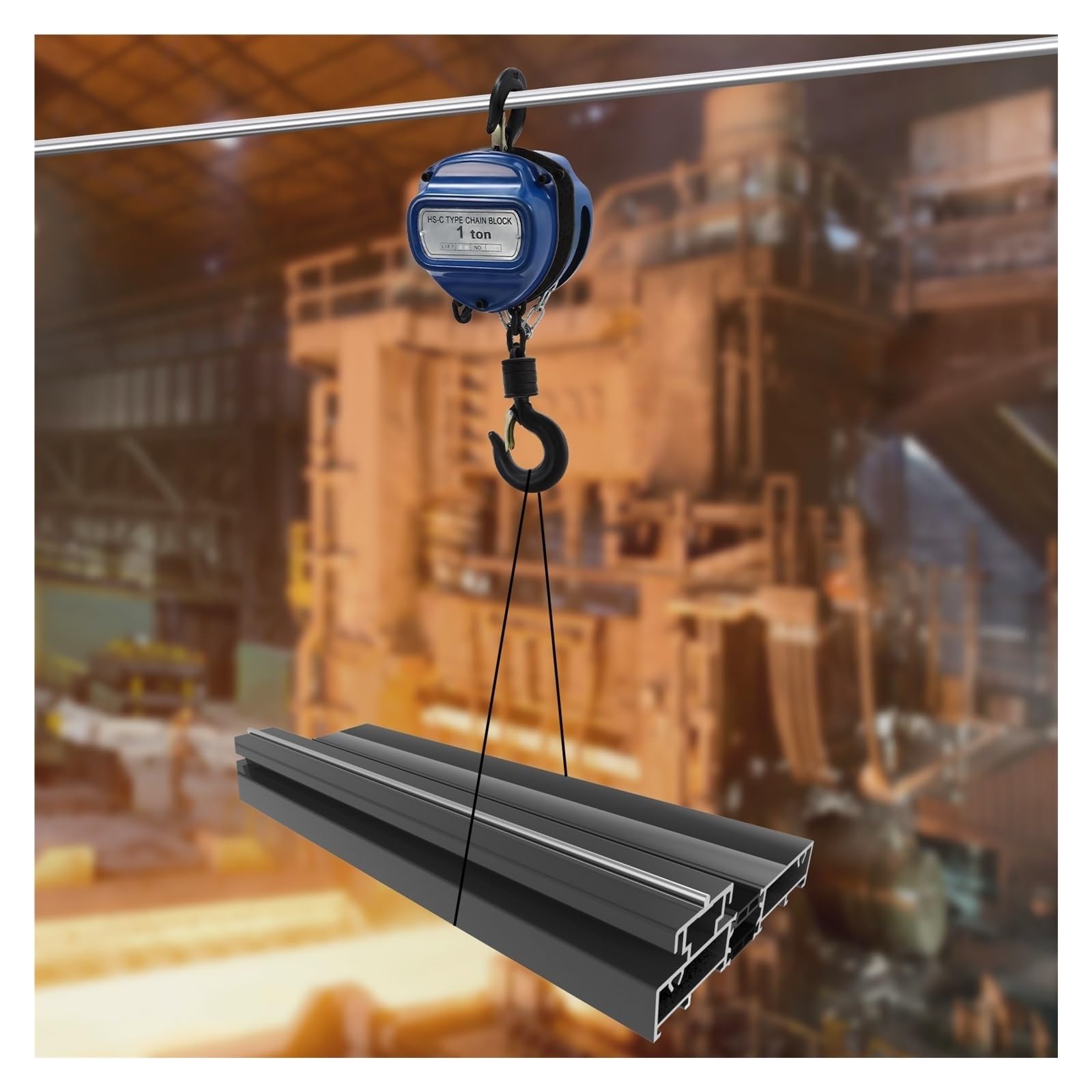 Paranco A Catena Manuale Con Capacità Di Sollevamento 1000 Kg, Blocco In Acciaio Dadi Antiscivolo For Fabbriche Aziende Agricole Garage Elevata Capacità Di Carico