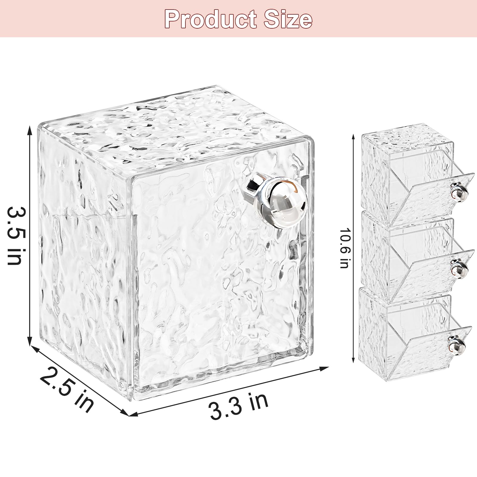 Qtip Dispensador de soporte, paquete de 3 soportes de plástico para almohadillas de algodón montado en la pared, bola de algodón, hisopos, hilo dental, organizadores de maquillaje para tocador