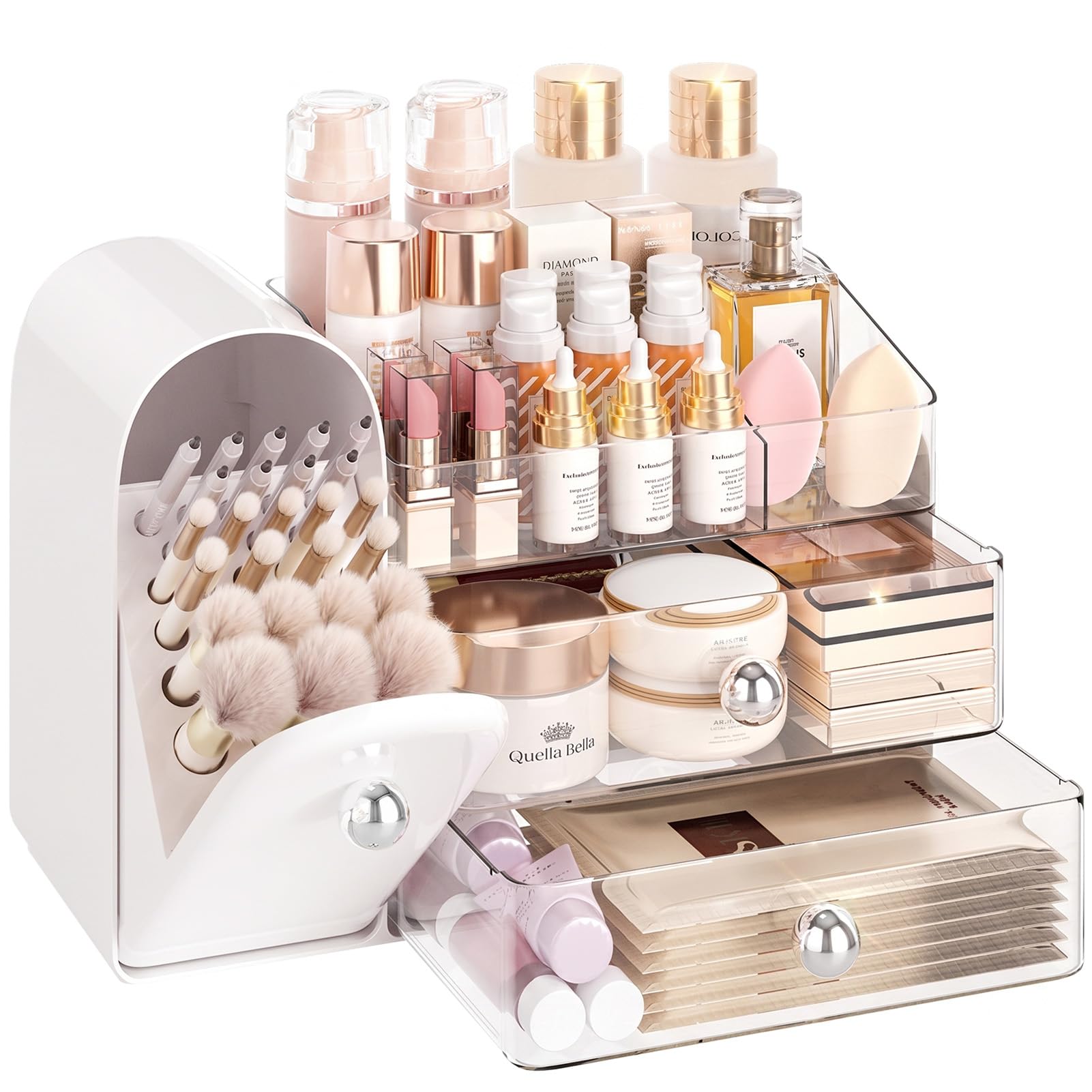caktraie 4-Tier Makeup Organizer Bathroom Countertop Storage White | Versatile Storage for Vanity, Desk, Bedroom, Holds  — beauty deal on Shopping With Noya
