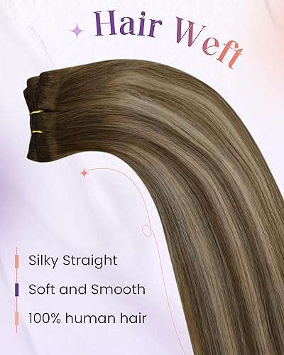 Miniatura 52 de LaaVoo Extensiones de cabello humano real para coser, extensiones de cabello humano de doble trama, color negro azabache, 18 pulgadas, 3.53 onzas