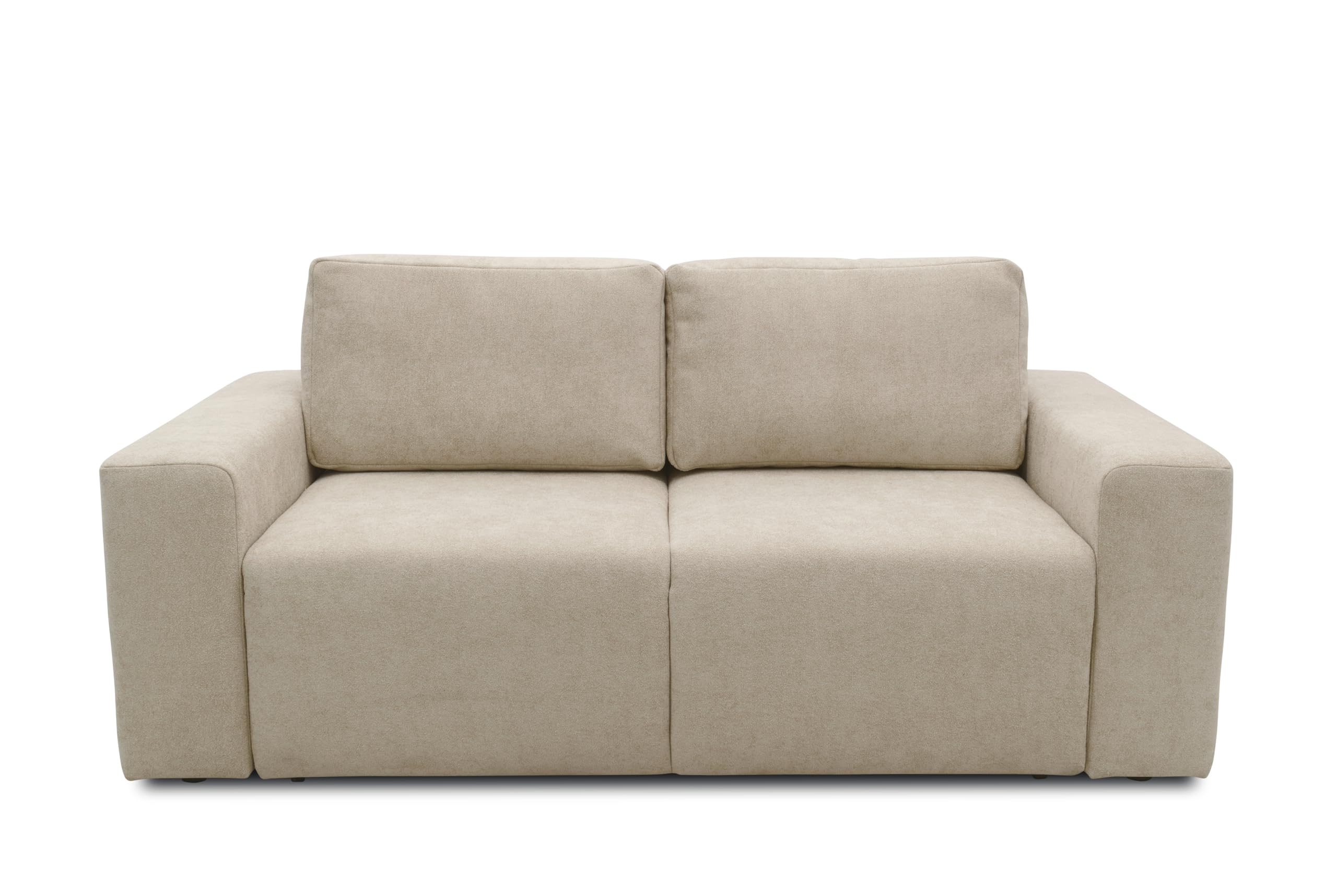 DOMO. collection Sofa Lares, Schlaffunktion & Federkern, Beige | 2 Sitzer mit Schlaffunktion und losen Rückenkissen, komfortables Schlafsofa, 192 x 116 x 85 cm (BxTxH)