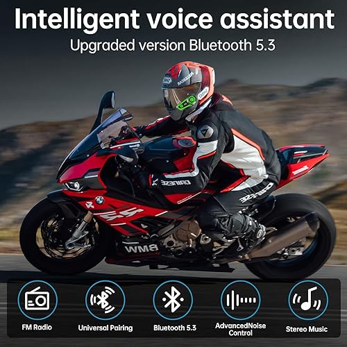 Miniatura 5 de Auriculares Bluetooth para Motocicleta con Cancelación de Ruido, Casco Bluetooth con Bluetooth 5.3 Integrado y Adecuado para la Mayoría de Cascos,