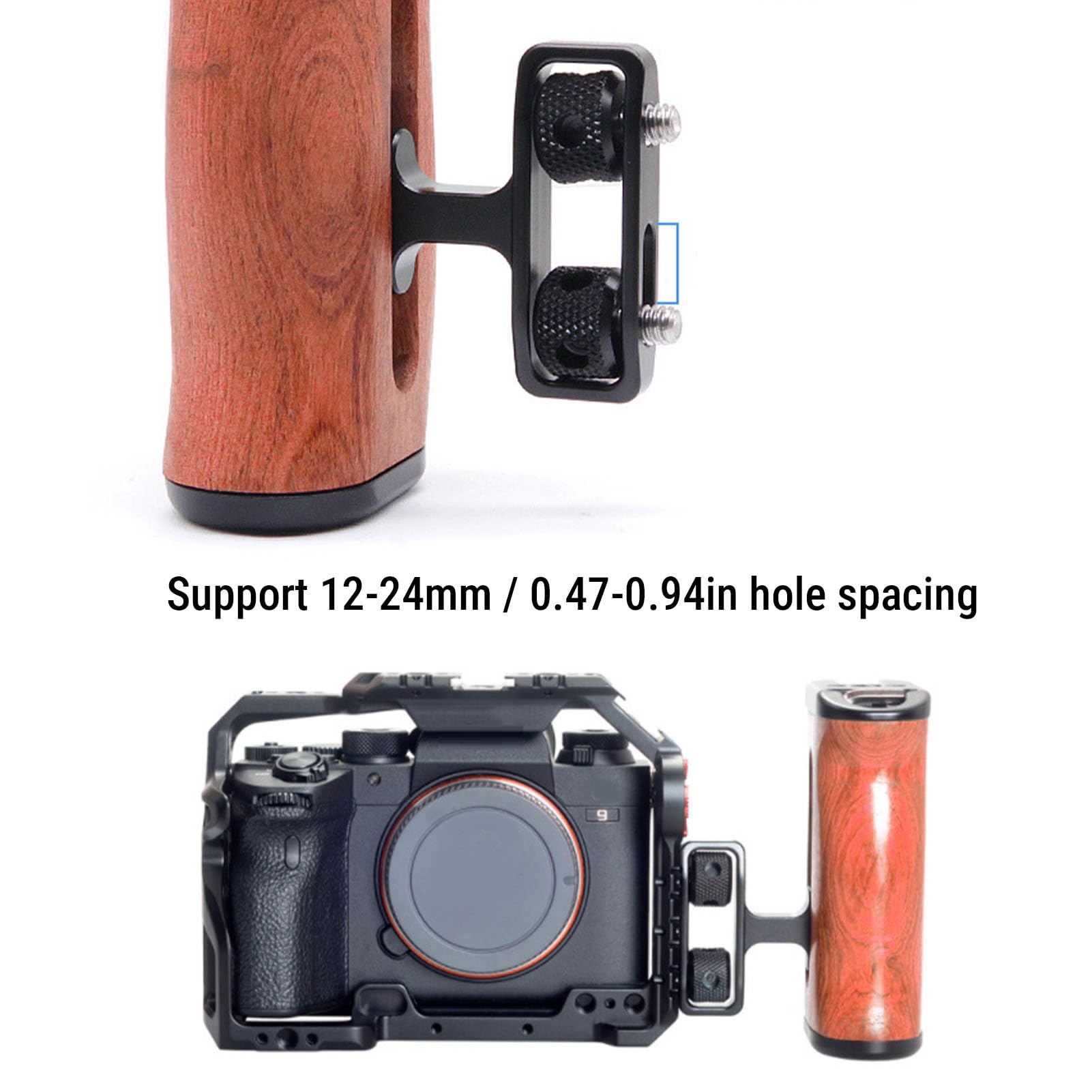 Uniwersalny Drewniany Uchwyt Boczny Aparatu, Uchwyt Platformy z klatką Aparatu z śrubami 1/4 ", Gwintami 1/4", Zimnym Buty