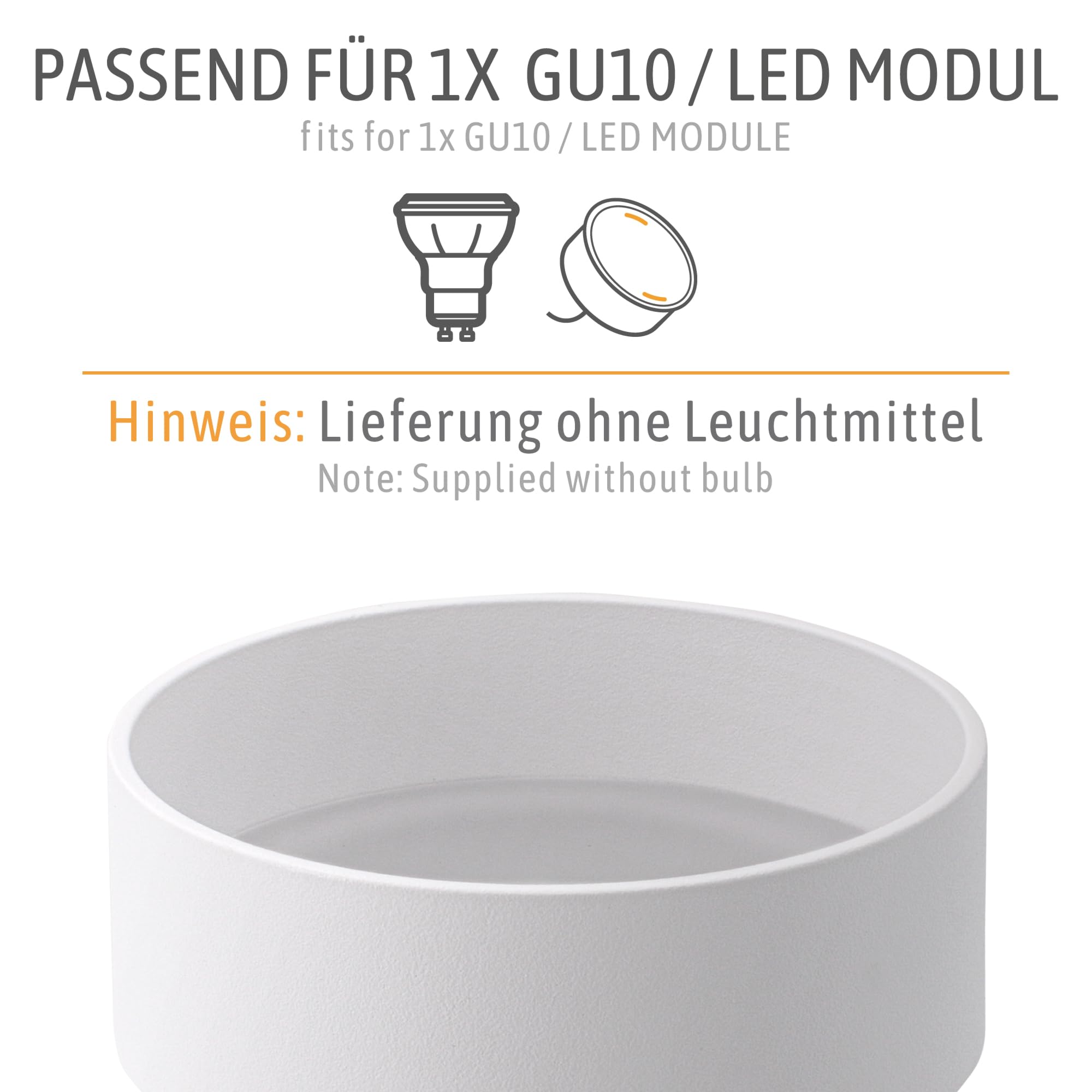 SSC-LUXon Sudara Einbauspot 5 Stück weiß indirekt | Fünf Design-Deckenspots weiß mit indirektem Up-Down-Licht - für Flur & Wohnzimmer, GU10 oder LED-Modul (ohne Leuchtmittel)