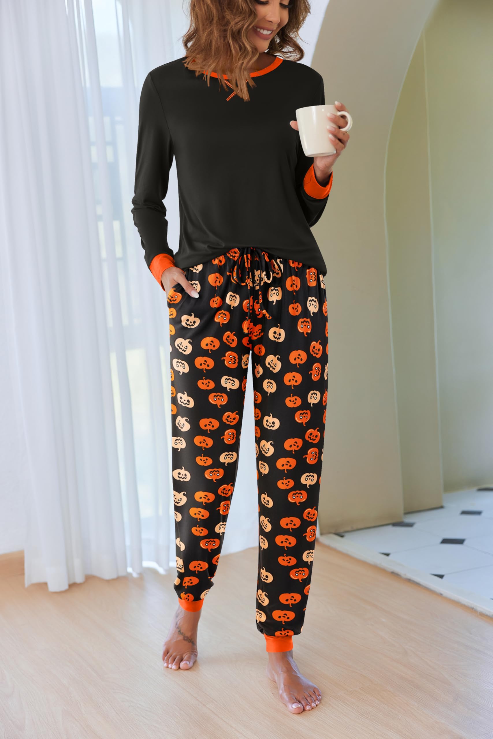 Ekouaer Pigiama Donna Invernali Set Pigiama Donna Lungo Pigiama Donna Invernale Comodo Pigiama Due Pezzi da Donna