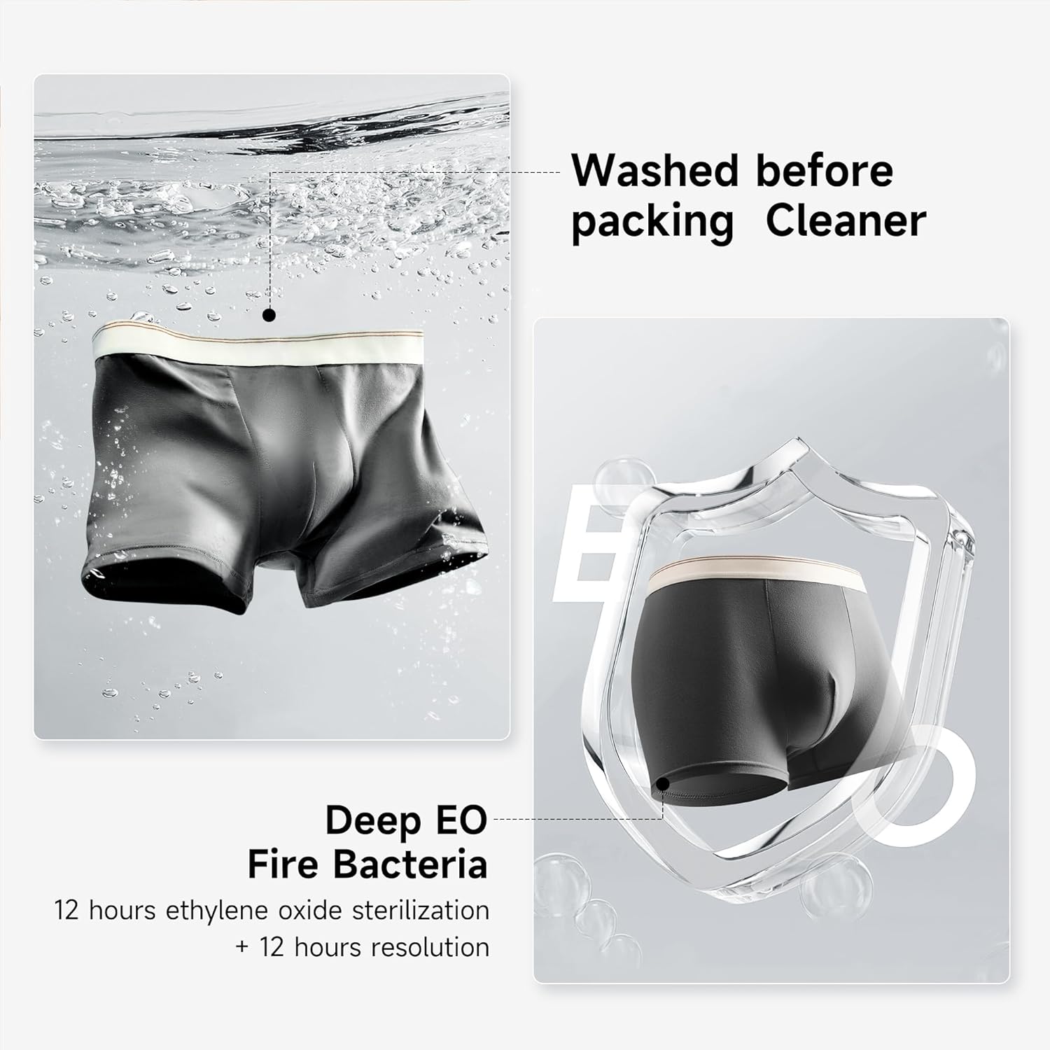 Mens Underwear Boxer Briefs 4-Pack Washed Mid Rise Minimalist Shorts Portable Travel Hotel Emergency Underpants - Image 3