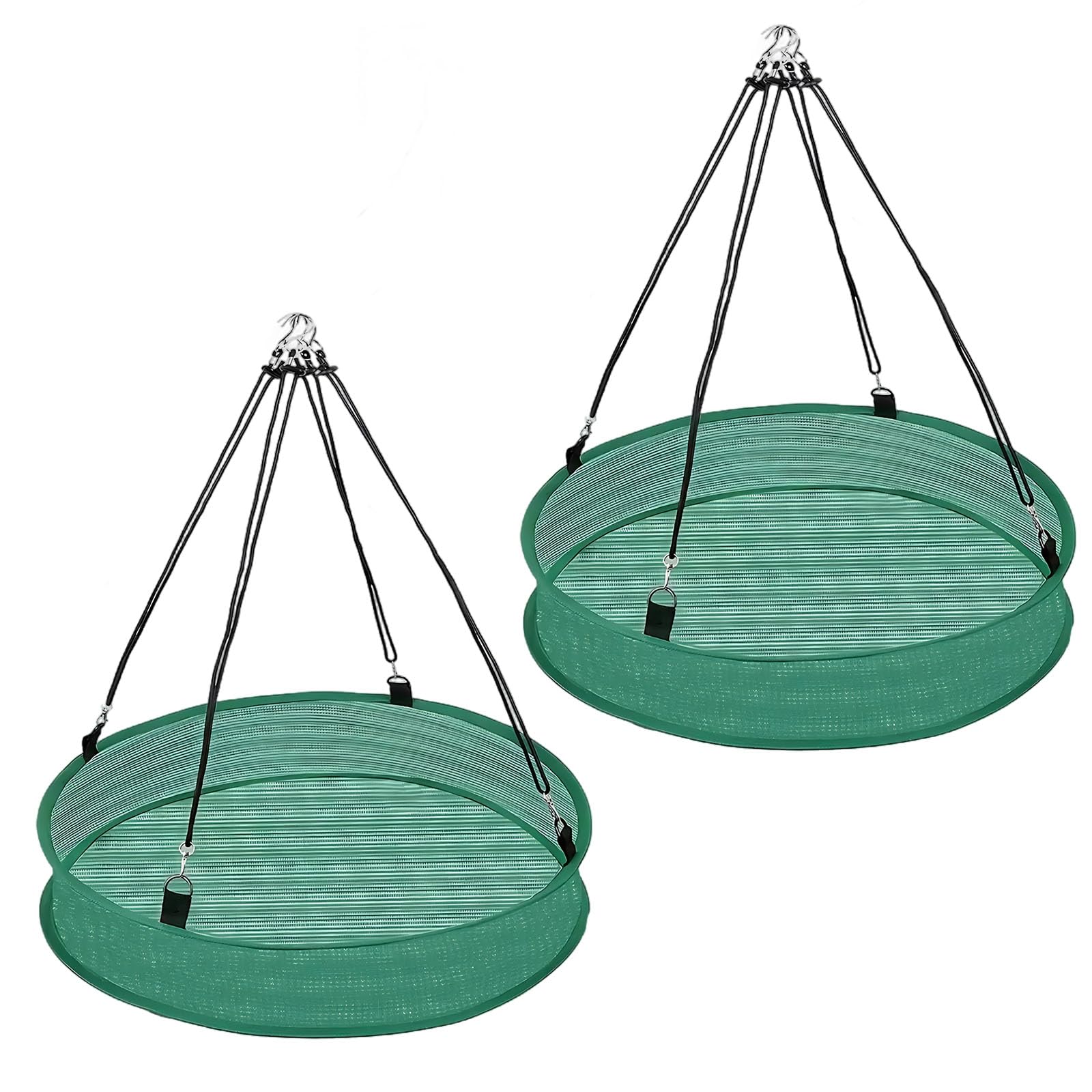 Packool 2 Pcs Bird Seed Catcher Tray, Long-Lasting Nylon Mesh Birdseed Round for Outdoor Garden, 20 x 3.9 in / 50.8 x 10.5 cm Green Hanging Bird Feeder Platform with Adjustable Height