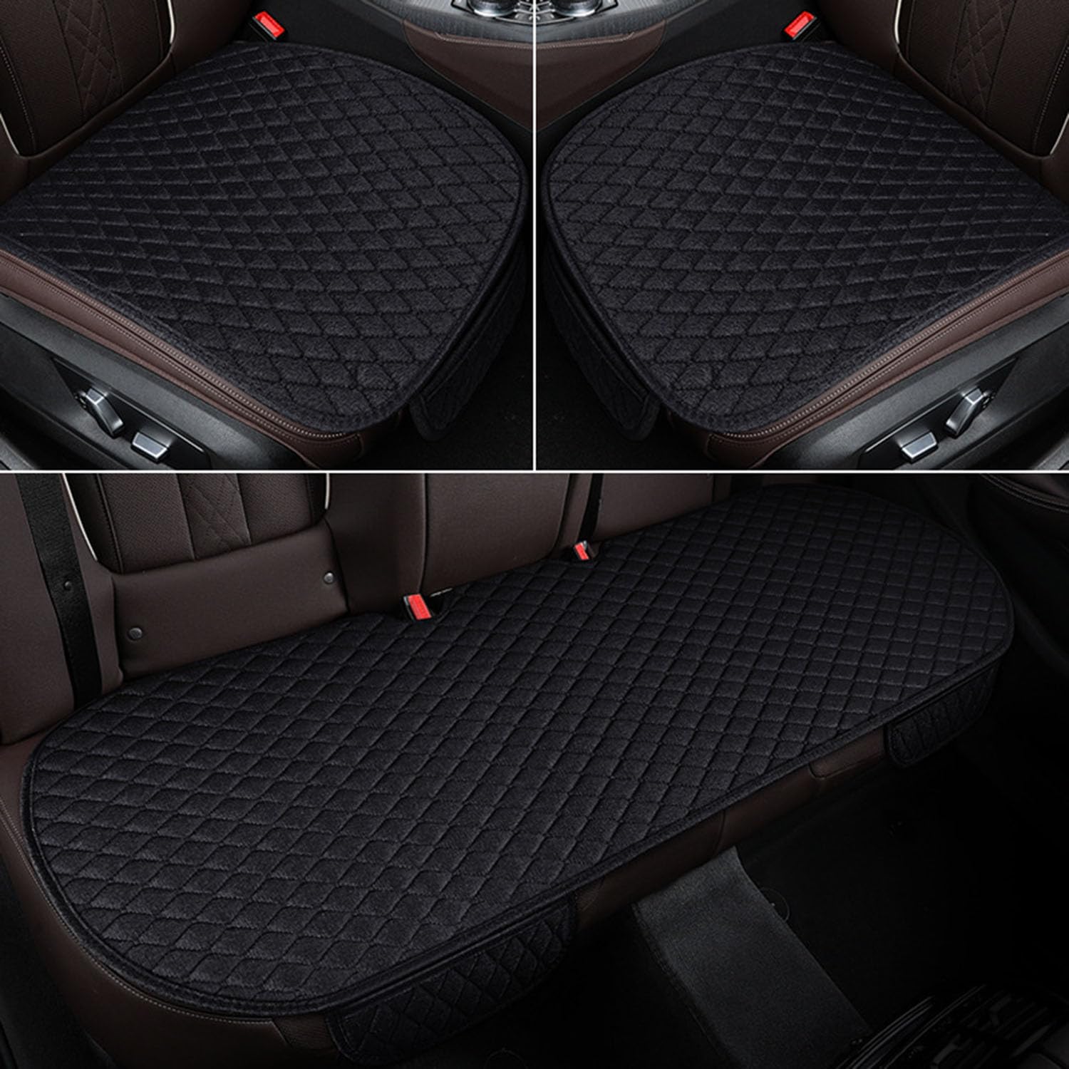 Cojin Asiento Coche de Lino para Fiat Panda, Cojin Coxis para Conducir, Auto Asiento Cojín Antideslizante, Cojin para Conductor,Black