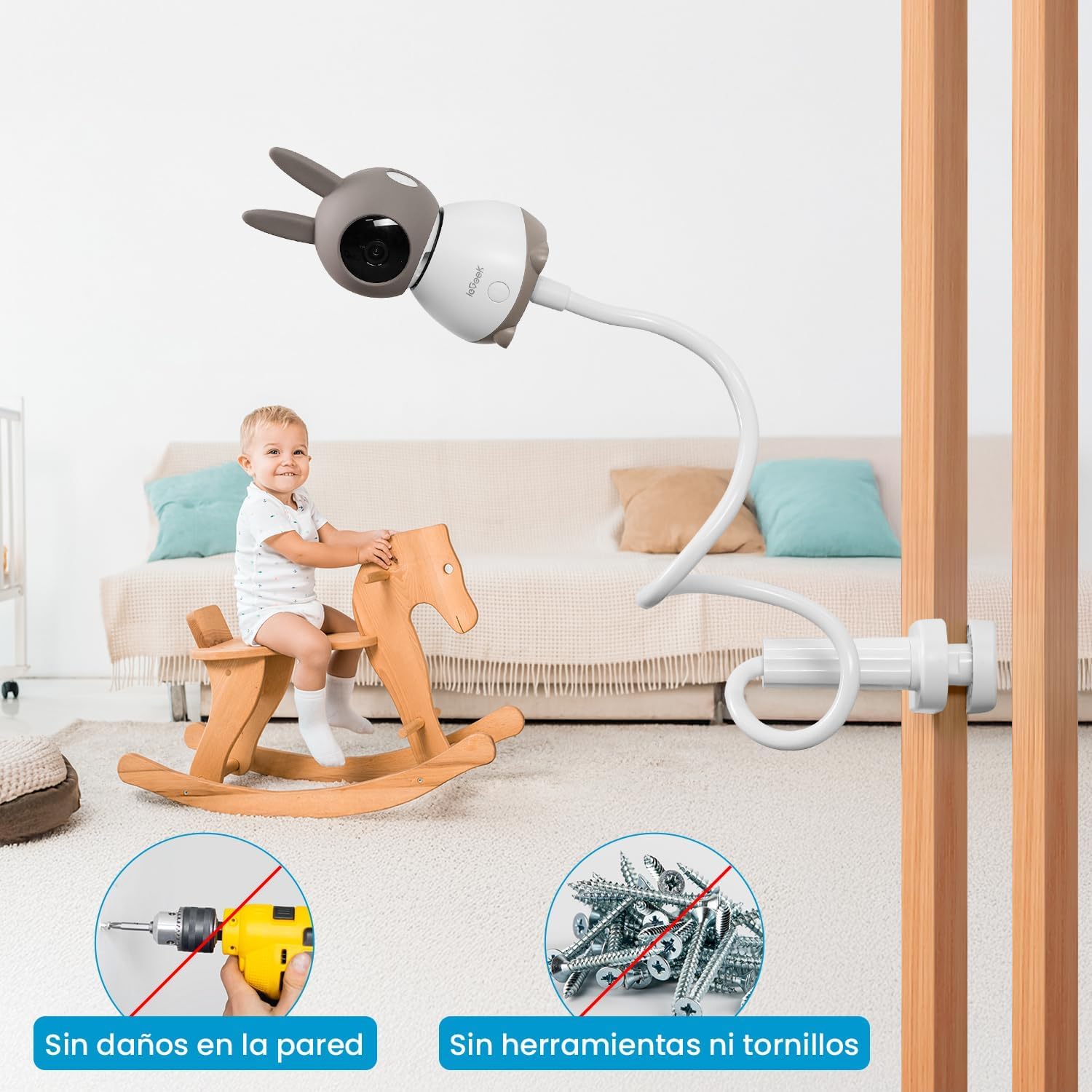ieGeek Soporte Camara Vigilancia Bebe, Soporte Vigilabebes Universal para Cunas Bebe con Tornillo 1/4", Compatible Camara Baby 1T, Baby 4, y Otros Mayoría de Monitor Bebes
