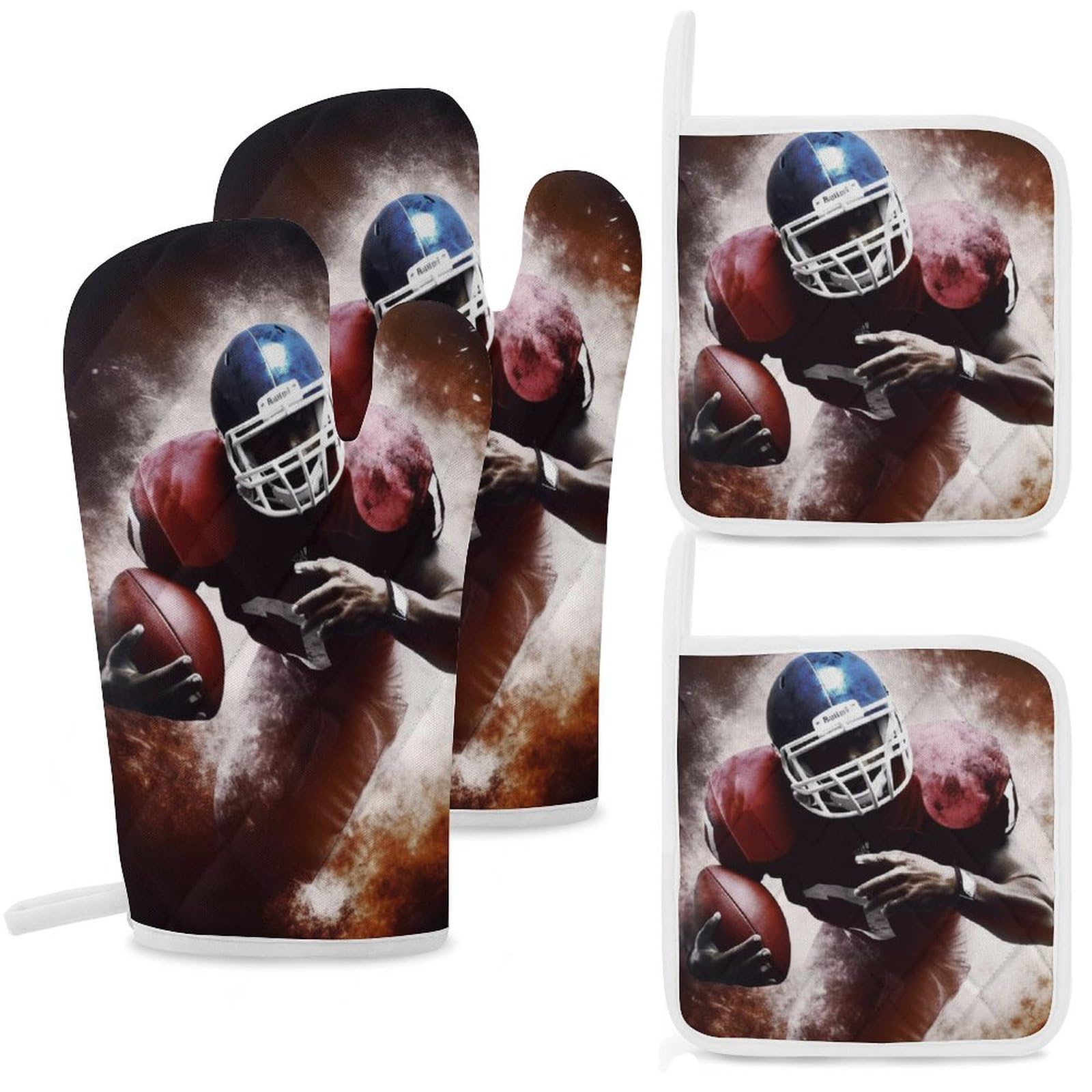Maniques de cuisine longues antidérapantes gants four football américain x4