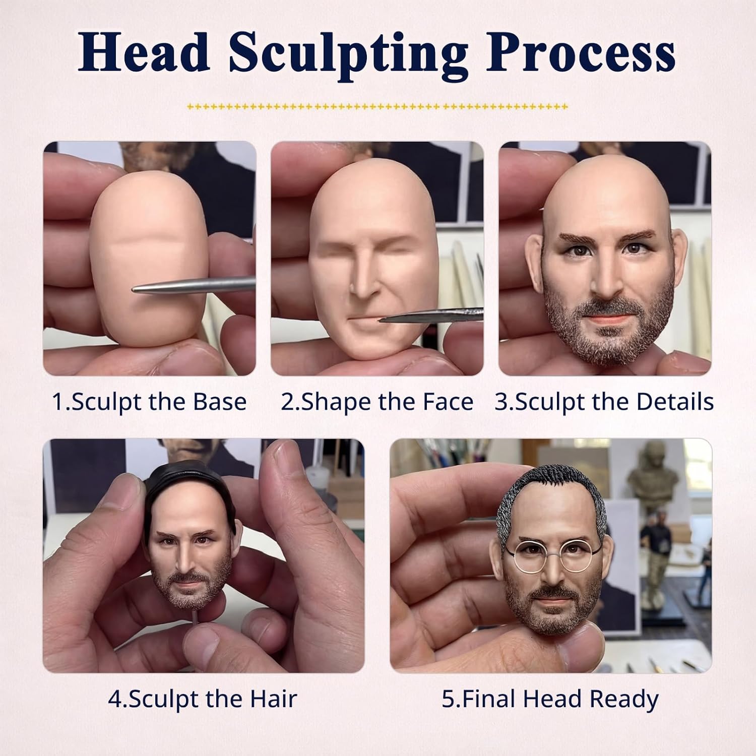 Custom Golf Bobblehead – 6/7/8" Personalized Male from Photo, Semi-Custom Head or Full-Body, Handmade Soft-Clay Figure, Gift Box & Bag + Greeting Card, for Dad/Husband/Coach/Retired - Image 5