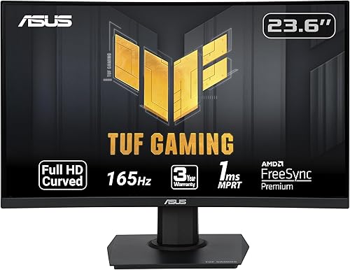 ASUS TUF Gaming - Monitor curvado 1080P de 236 pulgadas VG24VQE - Full HD 165Hz 1 ms enfoque de movimiento extremadamente bajo sincronización