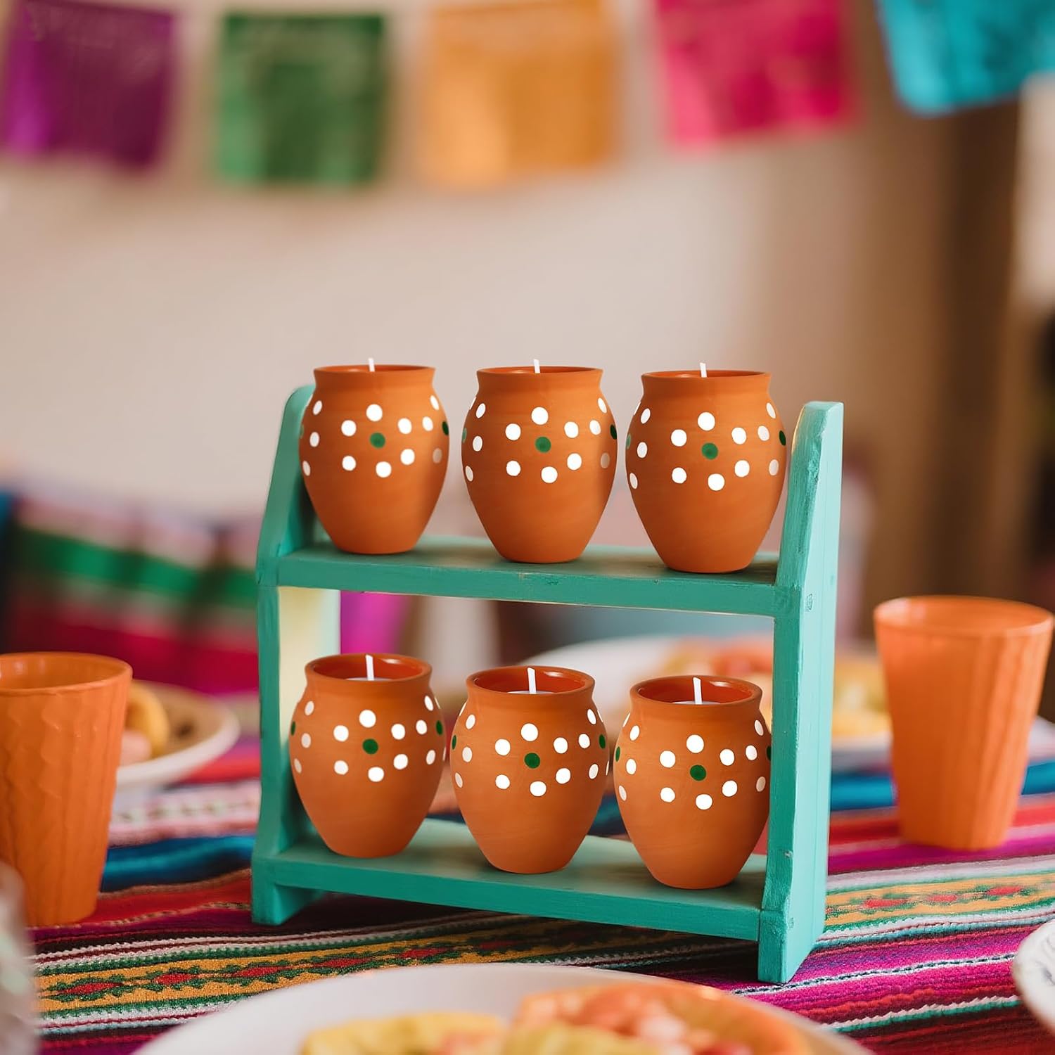 Nuanchu 12 Pcs Cantaritos De Barro Mexicanos Candles Mini 2 oz Mexican Candles Decorative Terracotta Clay Pottery Decorations Mexicanos Gifts for Cinco De Mayo Party Decorations(Classic)