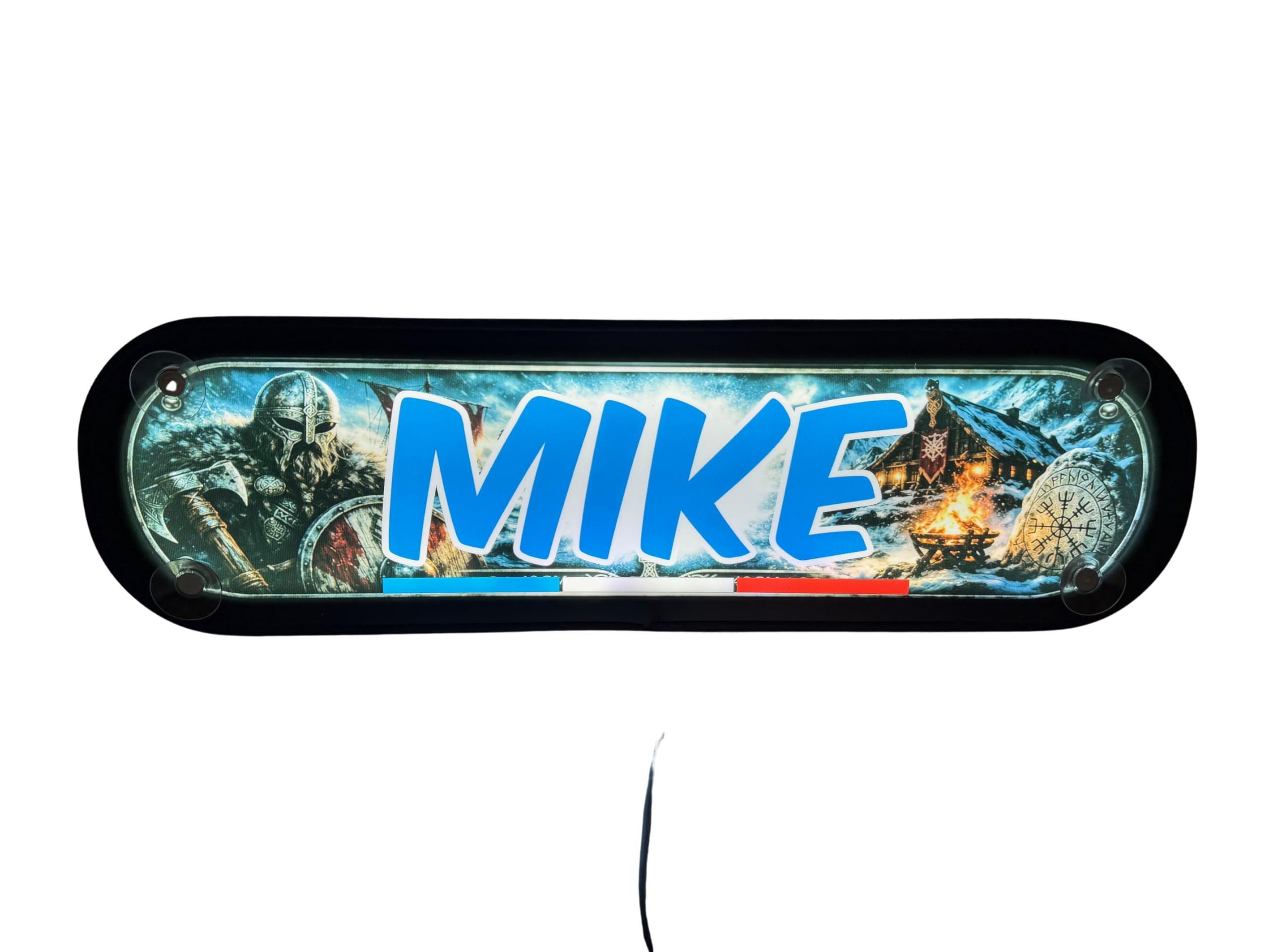 Placa luminosa LED para camiones personalizados con nombre de modelo Excellence – RGBW Ambiance Musical – USB 5V/12V/24V – Cartel de carretera – Regalo de conductor de carretera – Fabricación francesa