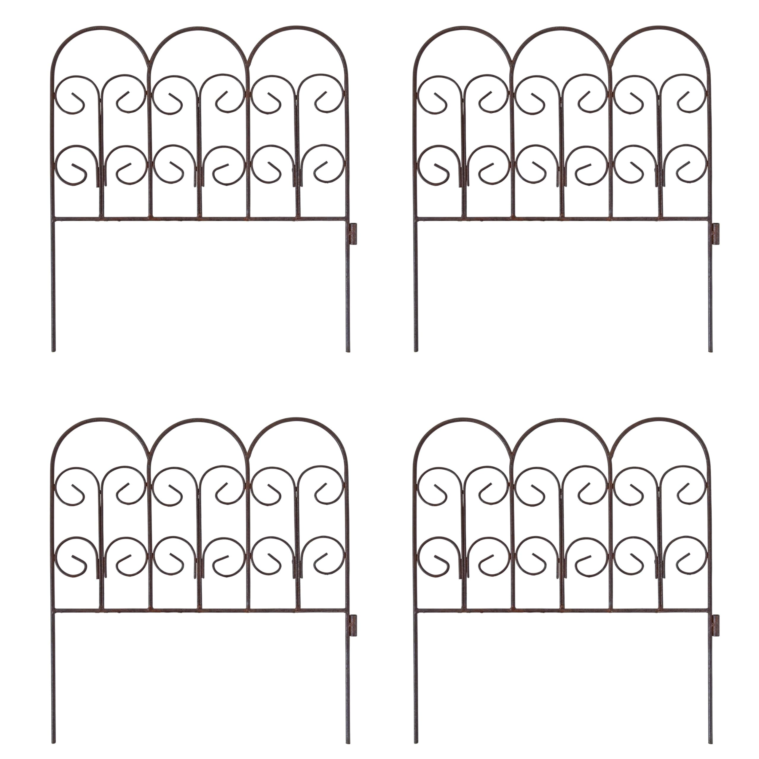 ESTEXO Schmuckzaun Metallzaun Gartenzaun 41x46 cm, 4er Set, vorgerostet, erweiterbar