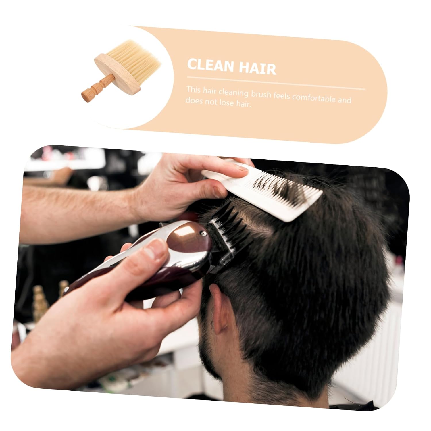 Barber Brush Wooden Handle Multi-functional Hair Salon Brush for Neck Cleaning and Shaving Gentle Removal of Hair for Men and Women for Home and
