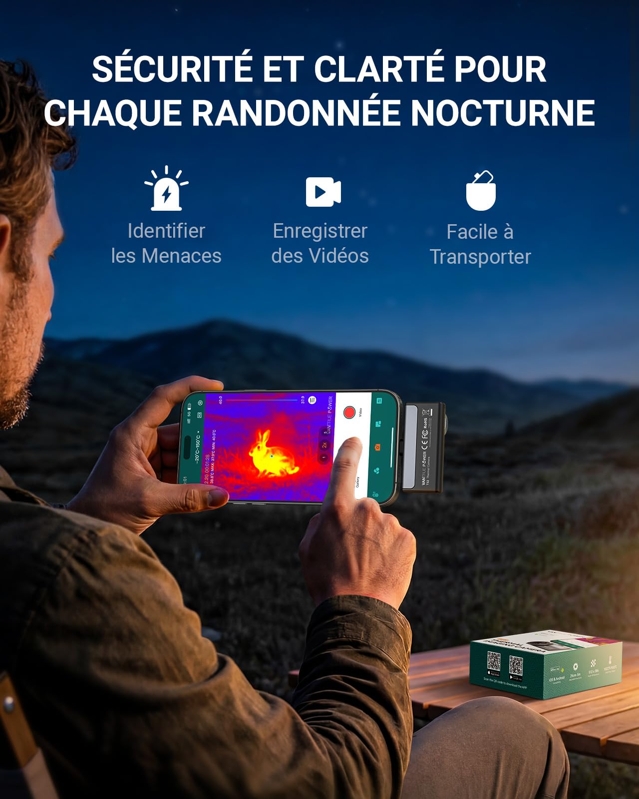 TS2 Caméra Thermique pour Android & iOS iPhone, Caméra Infrarouge avec Objectif Macro 8 mm à Mise au Point Manuelle, 512 x 384 Super Résolution, -20 °C à 550 °C, Inspection de Bâtiment
