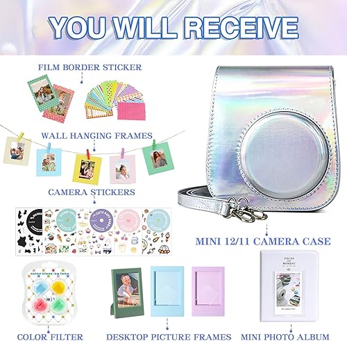 Miniatura 6 de WOGOZAN Kit de accesorios para Fujifilm Instax Mini 12 funda de cámara instantánea + álbum para mini película de 3 pulgadas + filtros de color +