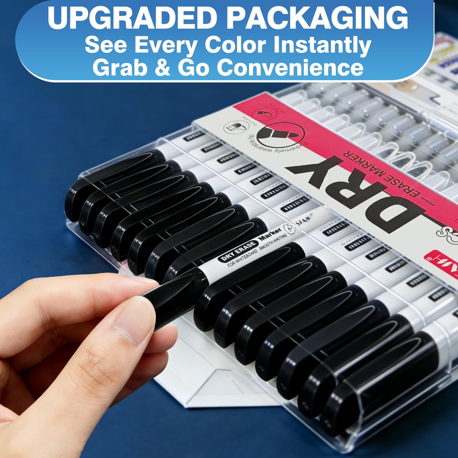 SFAIH Dry Erase Marker mit feiner Spitze, 30 Stück, schwarz, geruchsarm, ungiftig