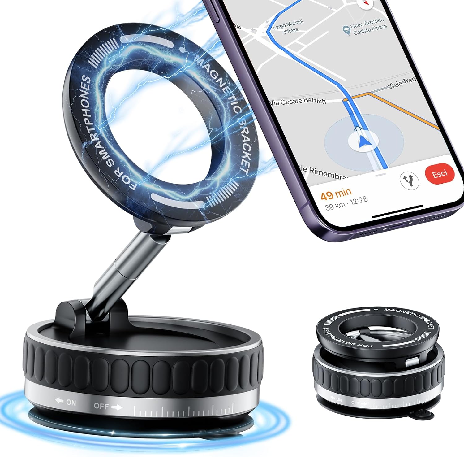 Vacuum Magnetic Phone Holders for Your Car[120+ LB Strongest Suction & 2800gf Strongest Magnetic], 360° Adjustable Suction Cup Phone Mount for Magsafe, Car Mount for iPhone 17/16/15 Pro Max & Android