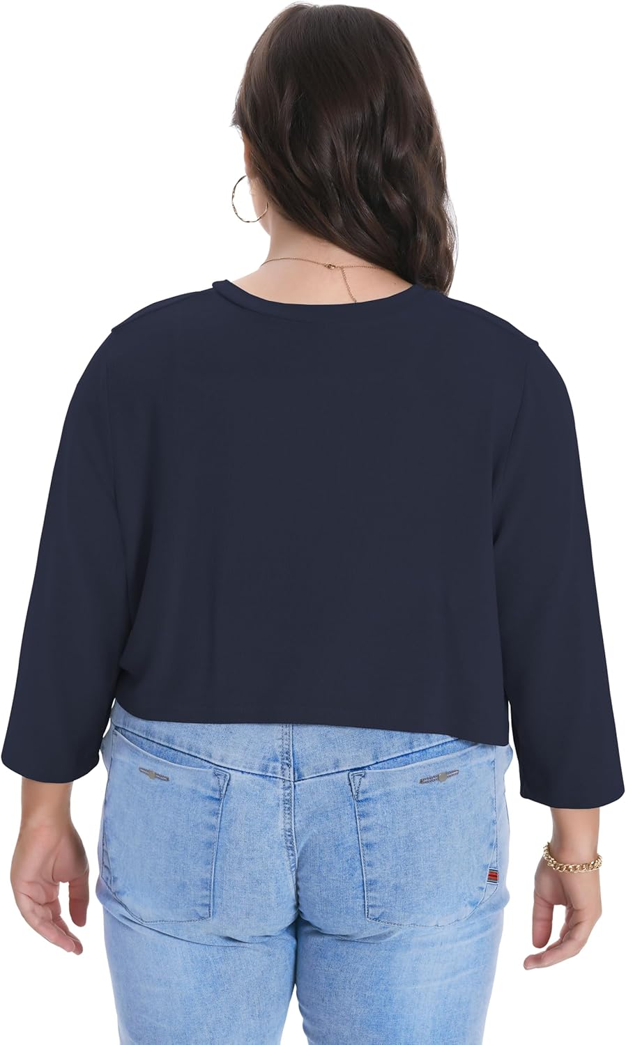 Plus Size Shrugs for Women 3/4 Sleeve Cropped Cardigan Knit Sweaters Open Front Bolero - Image 8