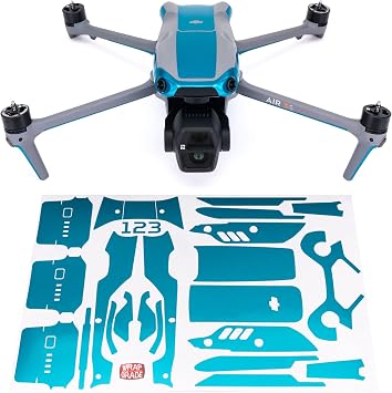WRAPGRADE Skin Sticker for DJI Air 3S Accent Color Sticker Caribbean Blue
