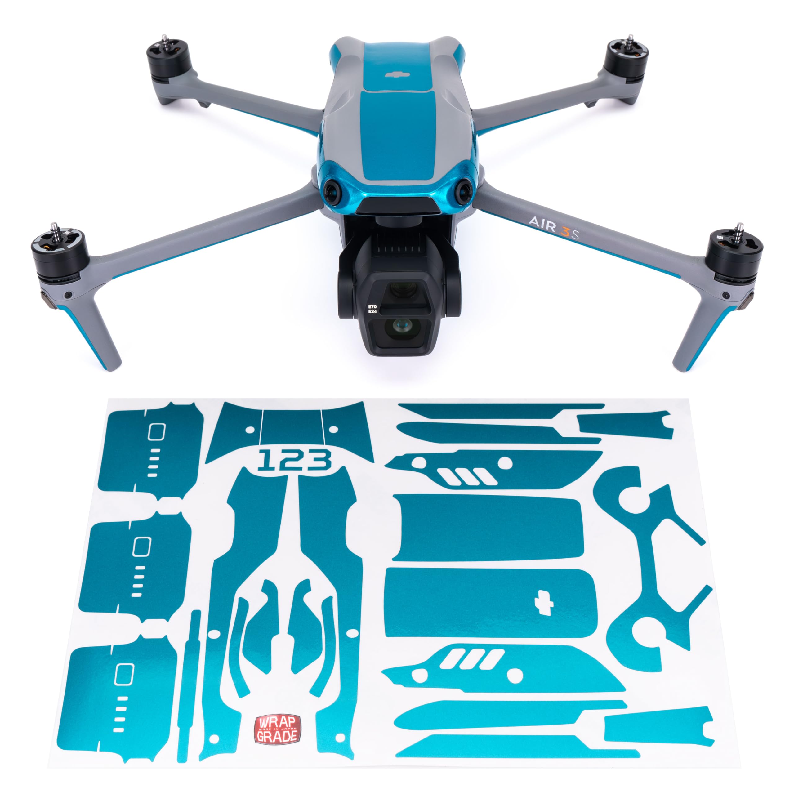 WRAPGRADE Skin Sticker for DJI Air 3S Accent Color Sticker (Caribbean Blue)