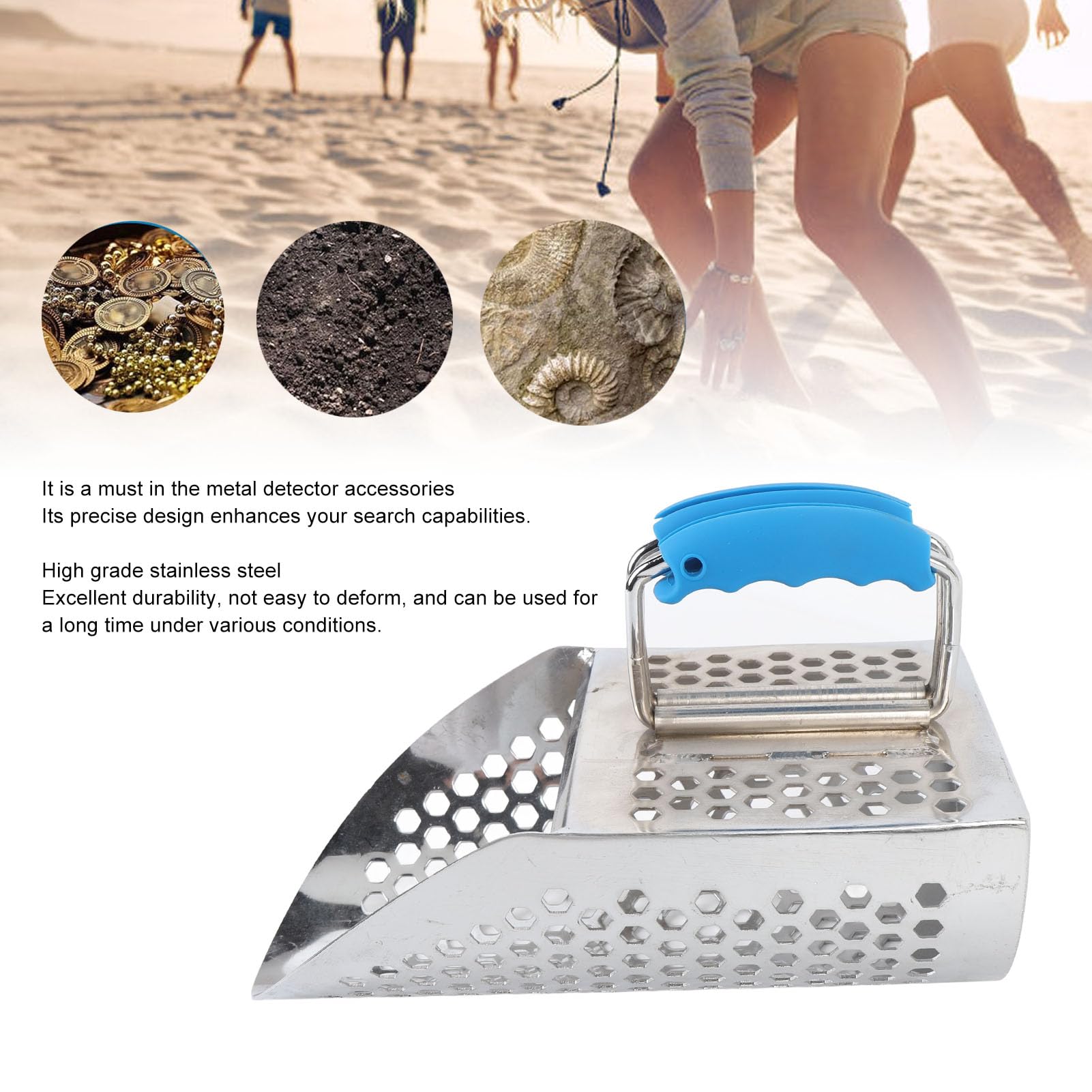Tbest Metal Detector Scoop, Durevole Acciaio Inossidabile