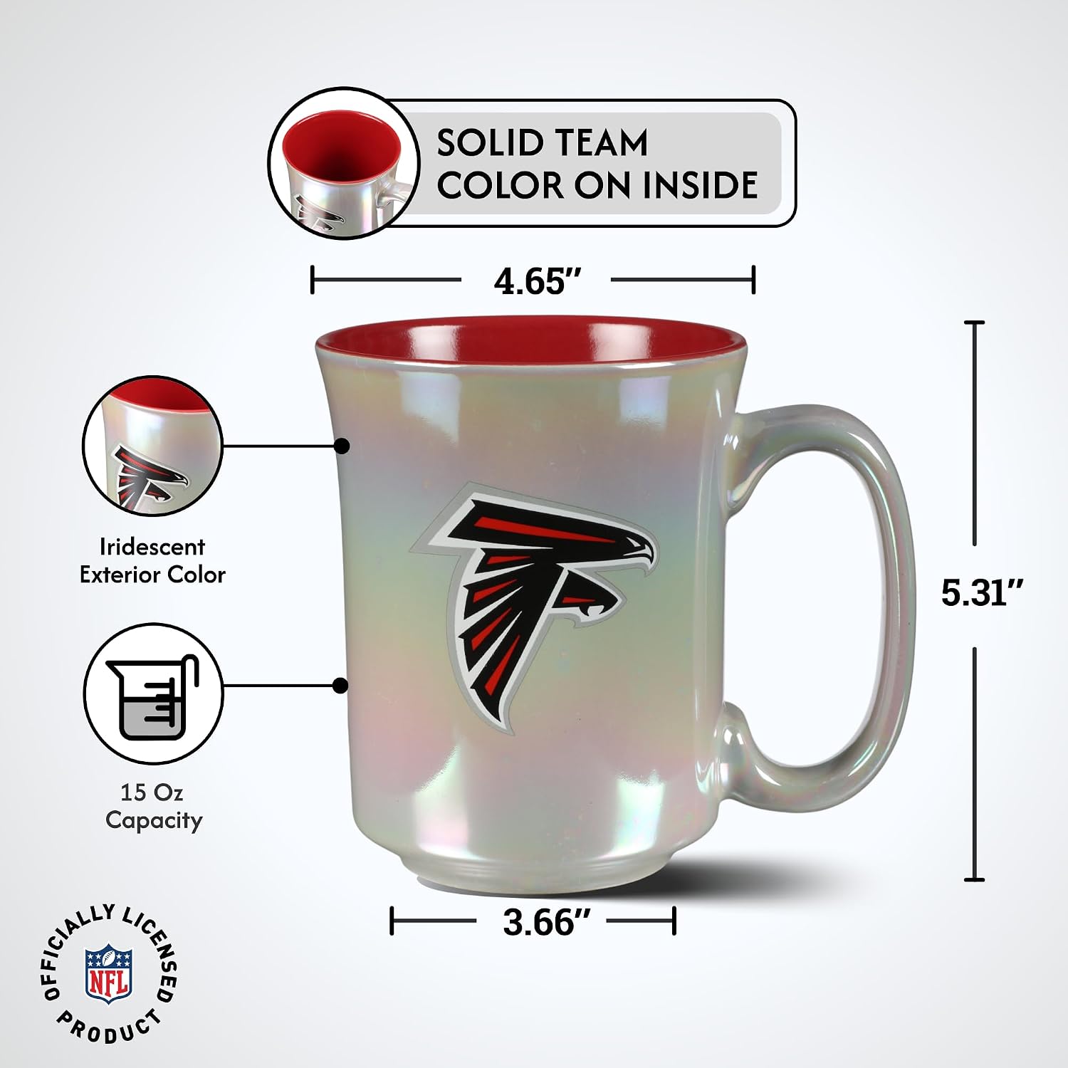 The Memory Company Officially Licensed 15oz Iridescent Mug with Logo, Atlanta Falcons