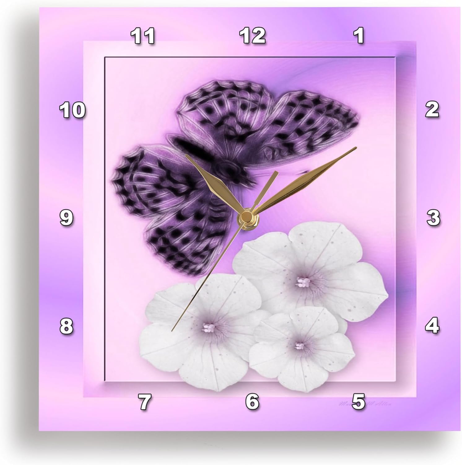 3dRose Wall Clock Silent - 15 inch - Fritillary Butterfly D - Animal Designs