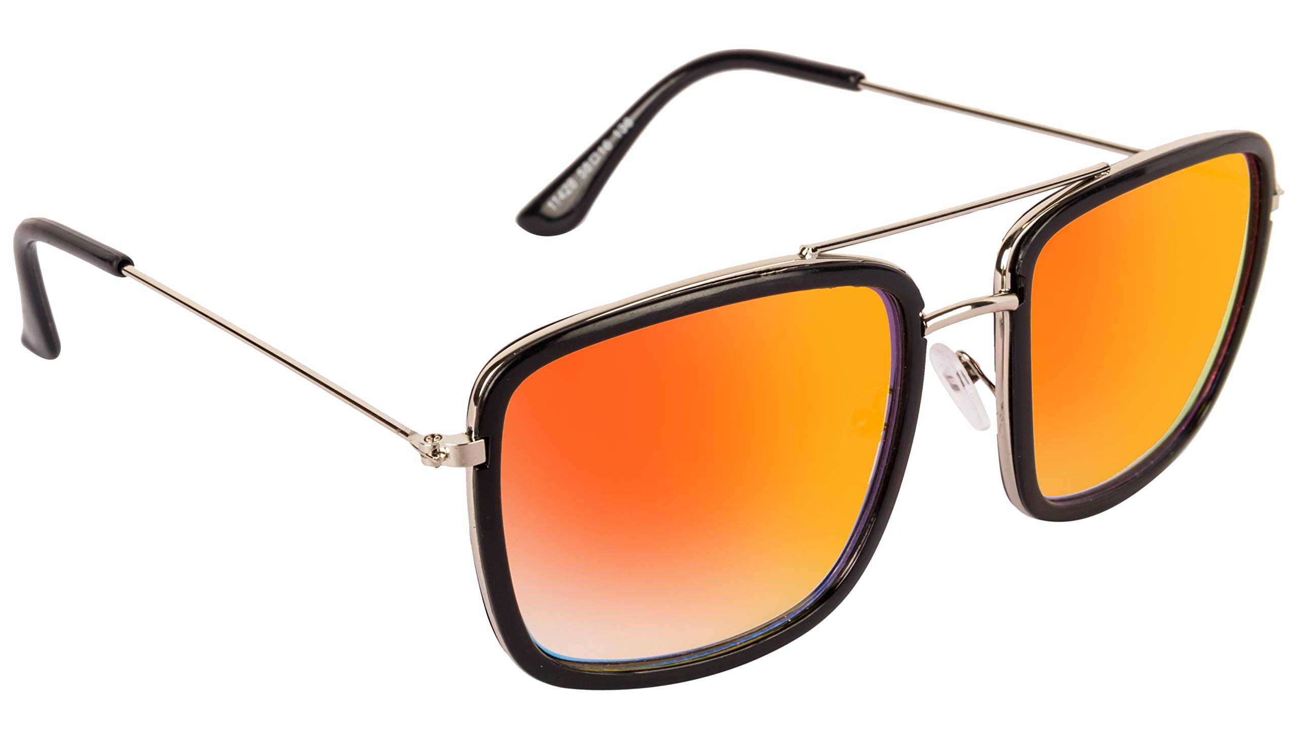nuvew Double-Mirrored Rectangular Unisex Sunglasses - (Mirror Red-Gold Lens | Steel-Black Frame | Medium Size | NW-11428-31)-picture-14