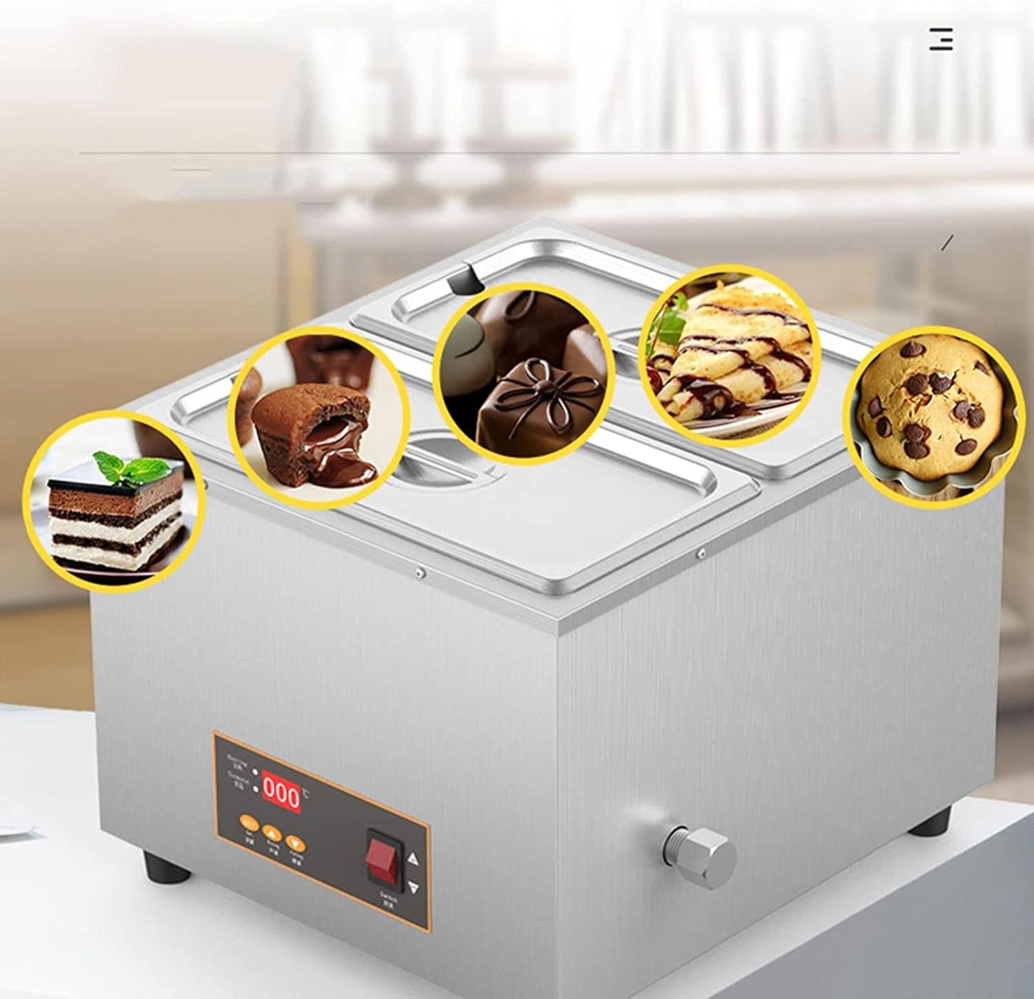 Chocolate Tempering Machine, Electric Chocolate Melting Machine, Commercial Chocolate Melter Pot Heater, Temperature Control (0~95℃),for Chocolate/Milk/Cream/Soup