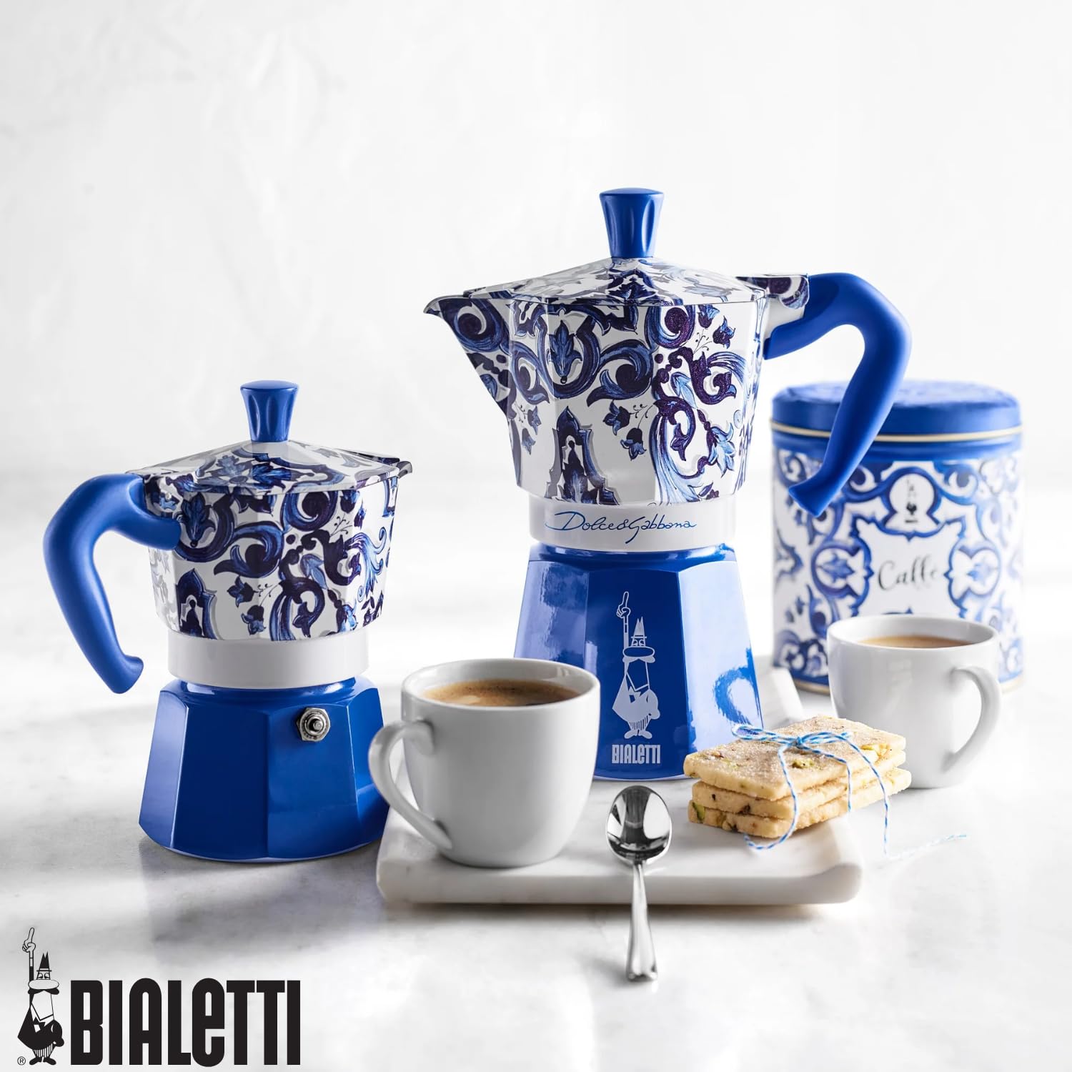 Bialetti Dolce & Gabbana Mocha Express Blue Mediterraneo para 3 tazas, fuego directo (cafetera, cafetera espresso)