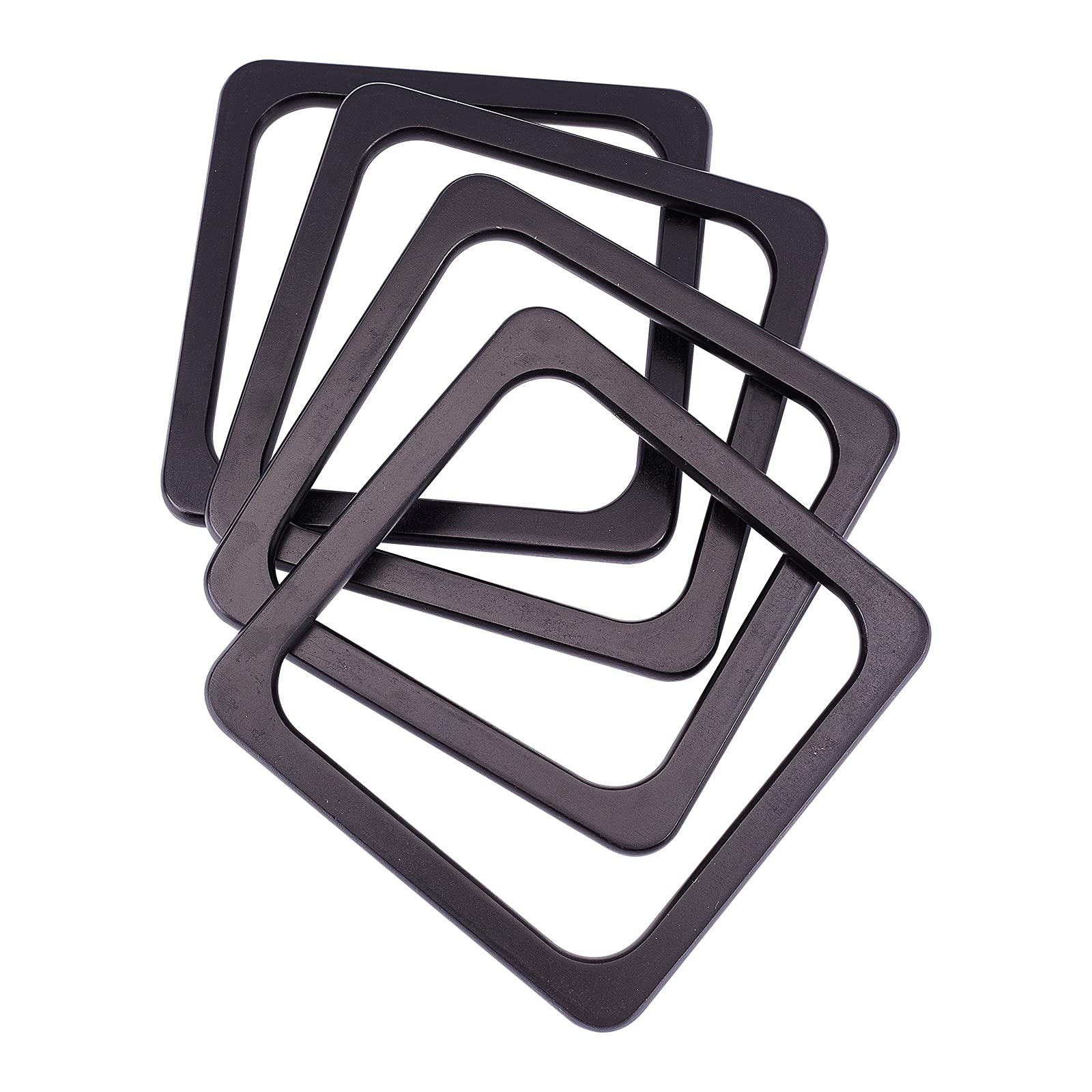 CHGCRAFT 4pcs Black Wooden Square Shape Bag Handle Replacements Handmade Bag Purse Making Handles for Handbag Crafting 5.5×5.5×0.4inch