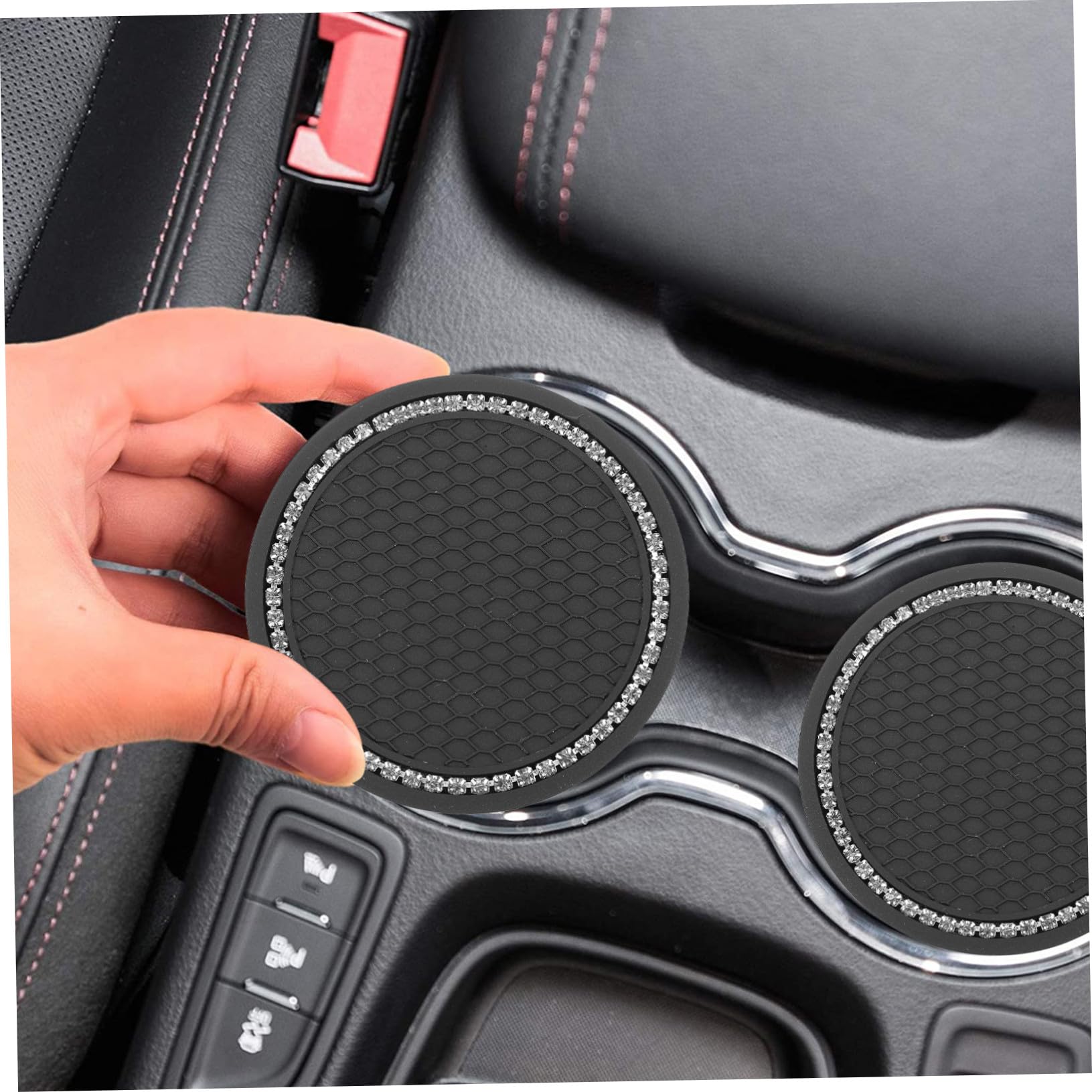 Hemobllo Accesorios Coche con Anillo Encendido y Soporte Móvil Brillante con Tapones Válvula y Gancho Coche Inoxidable Práctico y Elegante para Salpicadero Rejilla y Parabrisas