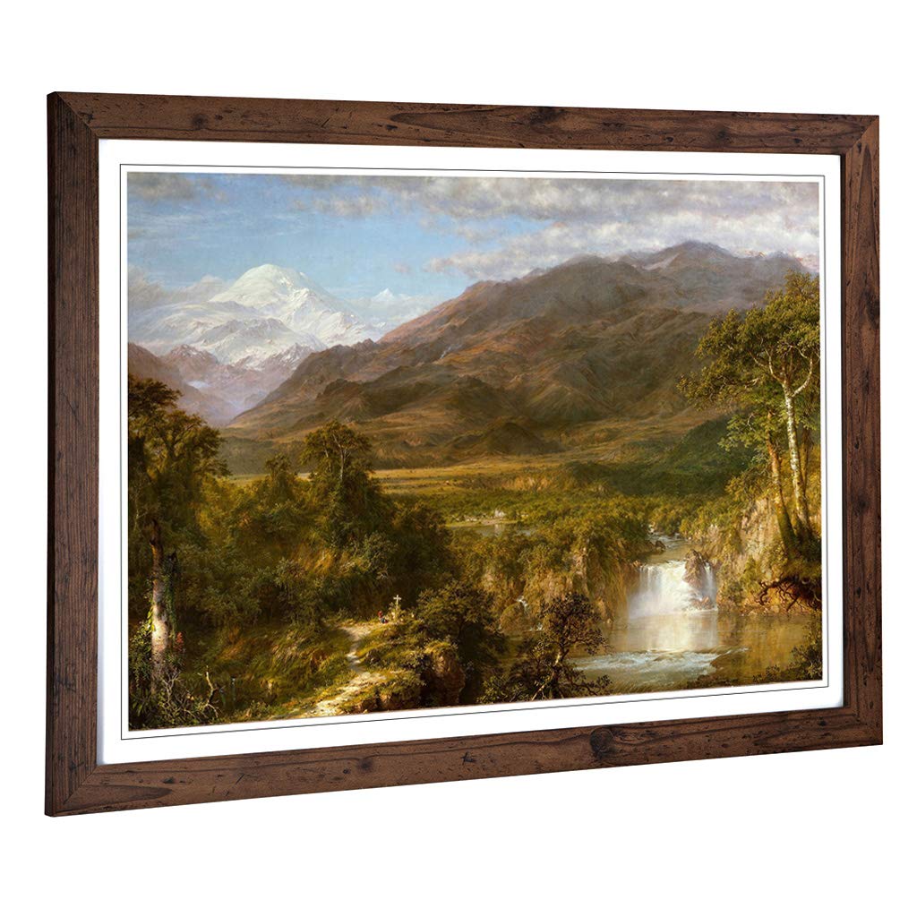 Big Box Art Framed Print of Frederic Edwin Church Heart of The Andes Design | Wall Art Picture | Home Decor for Kitchen, Living Room, Bedroom, Hallway, Walnut, A2 / 24.5x18 Inch / 62x45cm