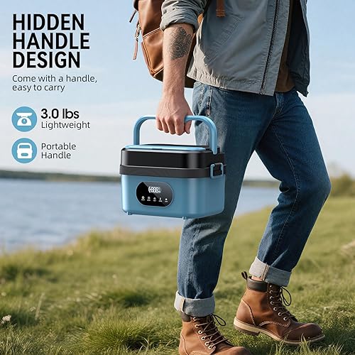 Miniatura 2 de Fiambrera eléctrica inalámbrica, calentador de alimentos autocalentable, fiambreras alimentadas por batería con recipiente de 1.5 L, lonchera