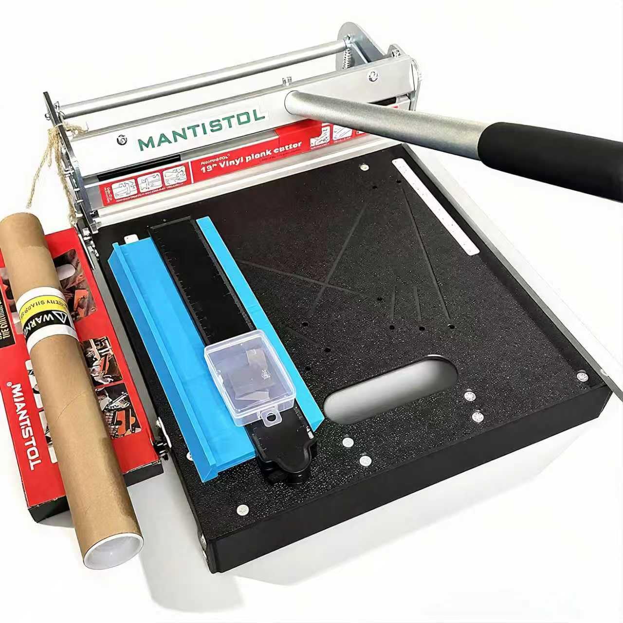 Mantistol 13" Pro Rigid Core Vinyl Floor Cutter With Notching Tools And Extra Blade, Cuts Lvp, Wpc, Lvt, Spc, Vct, Pvc For Complex Jobs! No Chipping, No Power Needed!