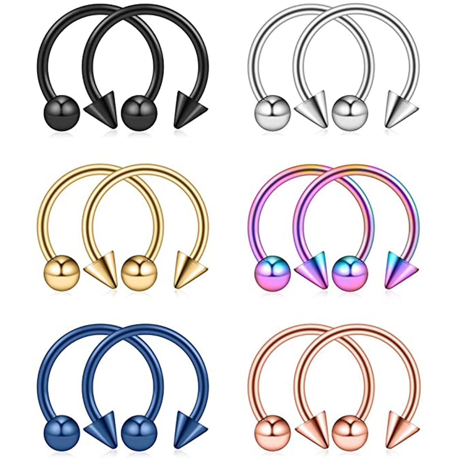 Małe kolczyki do chrząstki, biżuteria do piercingu ze stali nierdzewnej 56 szt. kolczyk do nosa o grubości 1,2 mm unikalny design i modny styl piercing biżuteria, Stal nierdzewna, Bez kamienia szlachetnego