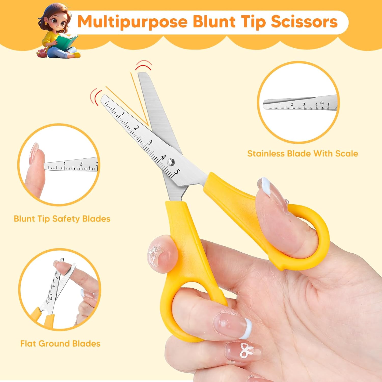 Kids Scissors Bulk of 12-Pack, Taotree 5" Kid Scissors for School Office Supplies, Art Craft Supplies, Small Blunt Tip Safety for Toddler Child Student Classroom Teacher Scrapbook Scrapbooking