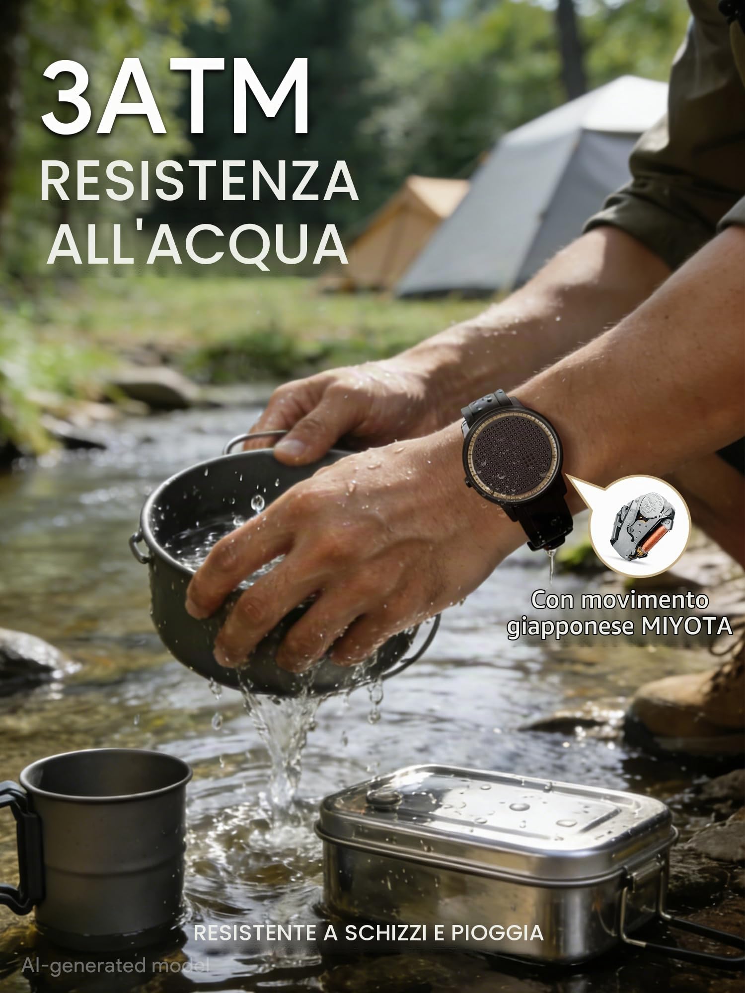 EUTOUR Orologio Magnetico da Uomo con Inseguimento Dinamico Creativo Minimalista alla Moda Orologio al Quarzo con Cuscinetto a Sfera 40mm Cinturino in Silicone Nero